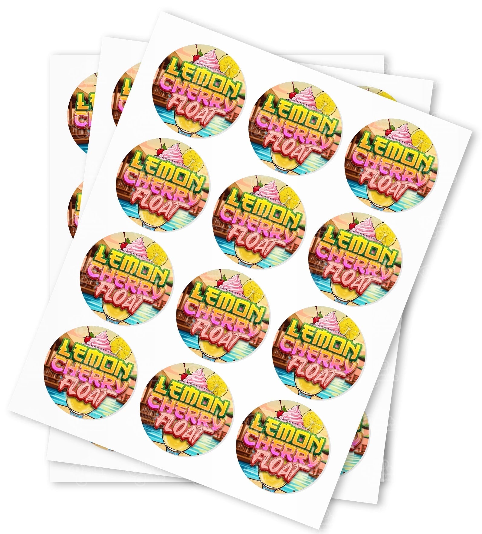 Lemon Cherry Float Strain Stickers - DC Packaging Custom Cannabis Packaging