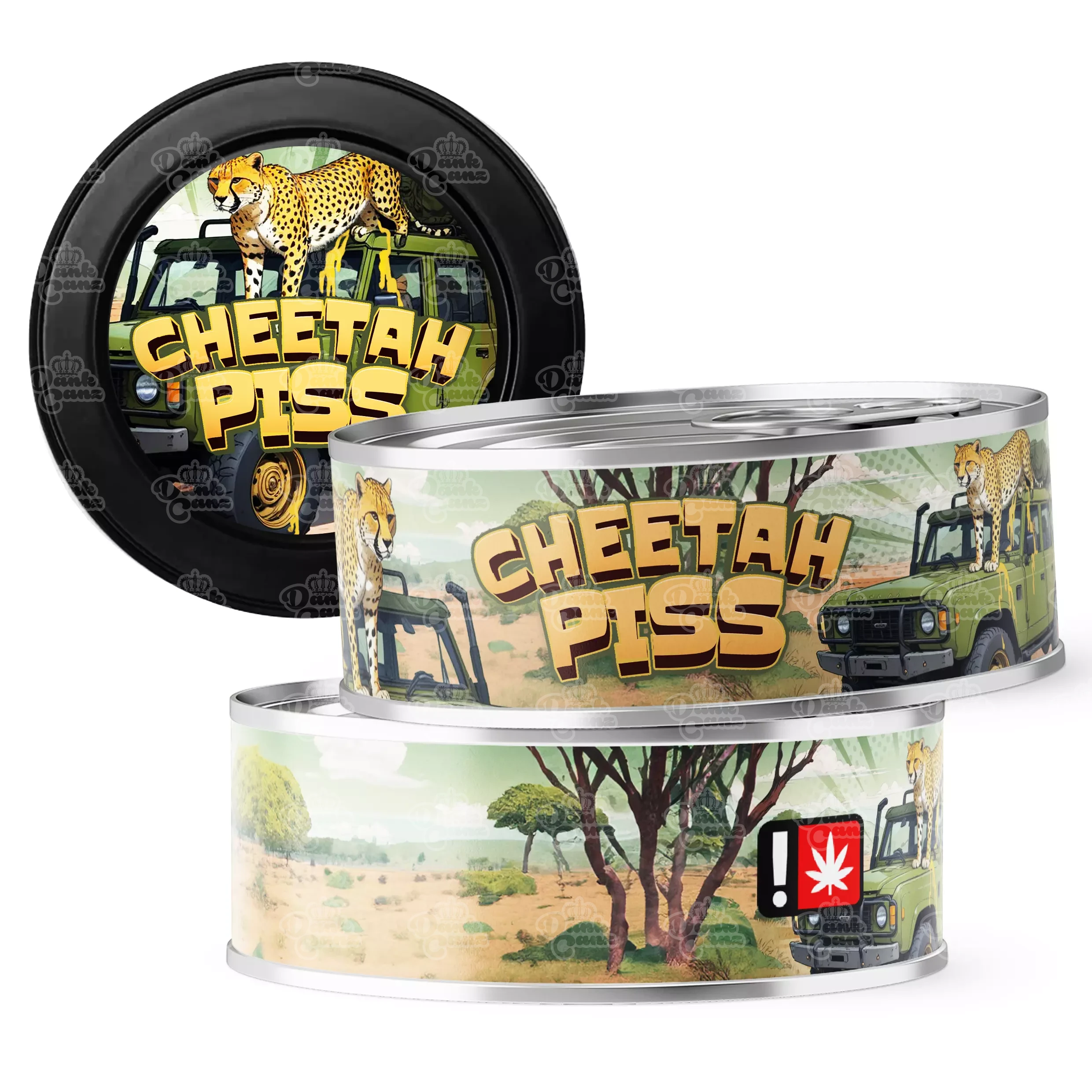 Cheetah Piss 3.5g Self Seal Tins - DC Packaging Custom Cannabis Packaging
