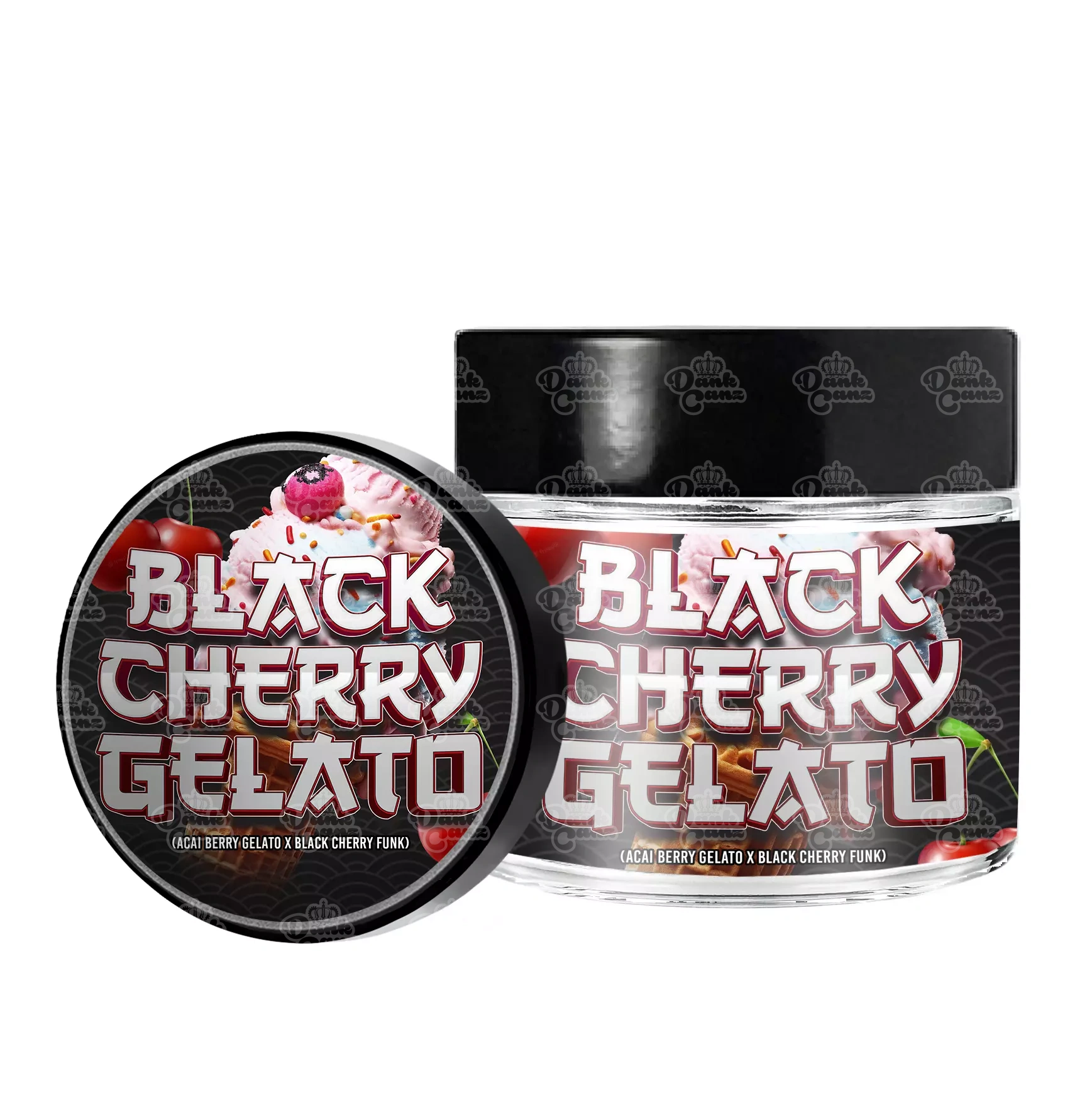 Black Cherry Gelato 3.5g/60ml Glass Jars - Labelled - DC Packaging Custom Cannabis Packaging