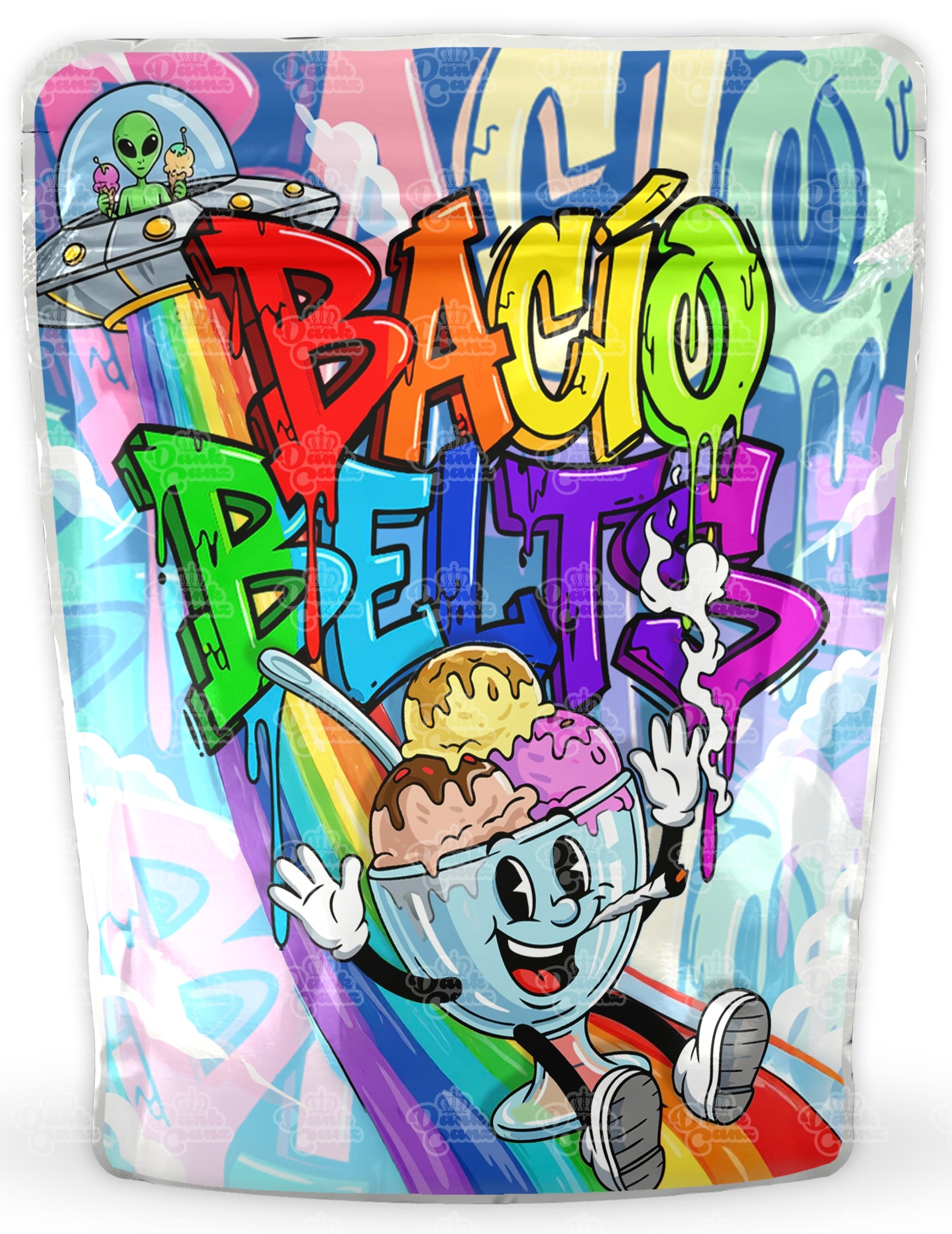 Bacio Belts Mylar Bags - DC Packaging Custom Cannabis Packaging