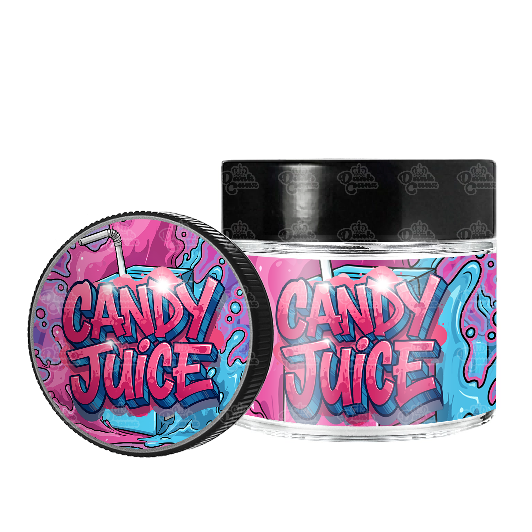 Candy Juice 3.5g/60ml Glass Jars - Labelled - DC Packaging Custom Cannabis Packaging