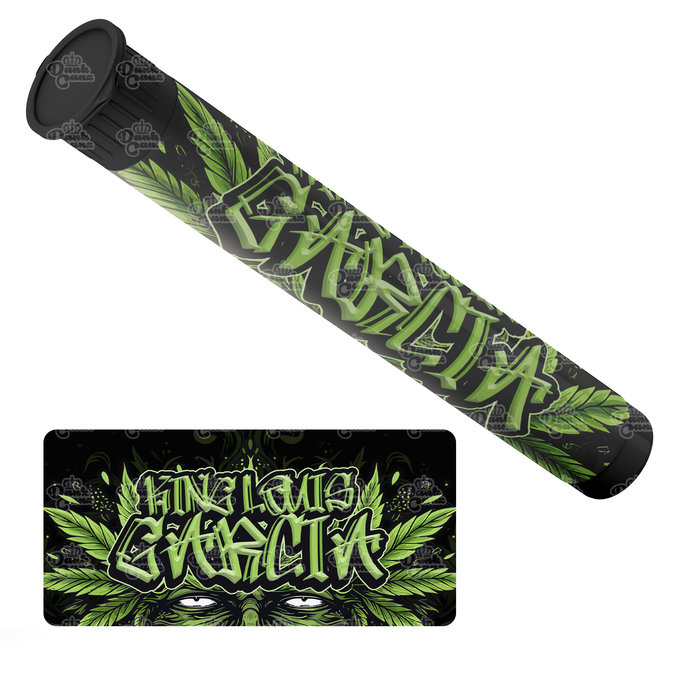 King Louis Garcia Pre Roll Tubes - Labelled - DC Packaging Custom Cannabis Packaging