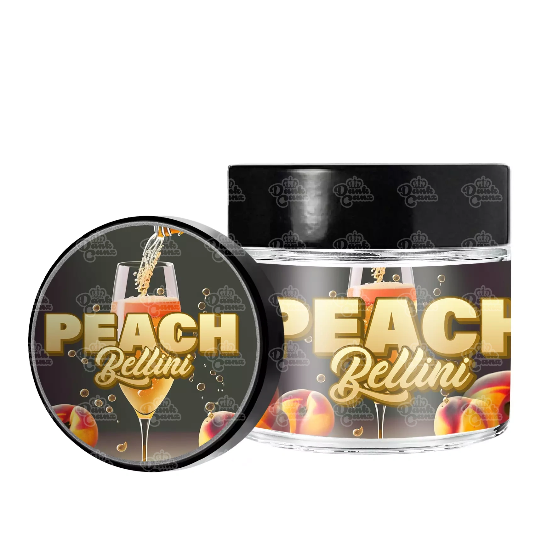 Peach Bellini 3.5g/60ml Glass Jars - Labelled - DC Packaging Custom Cannabis Packaging