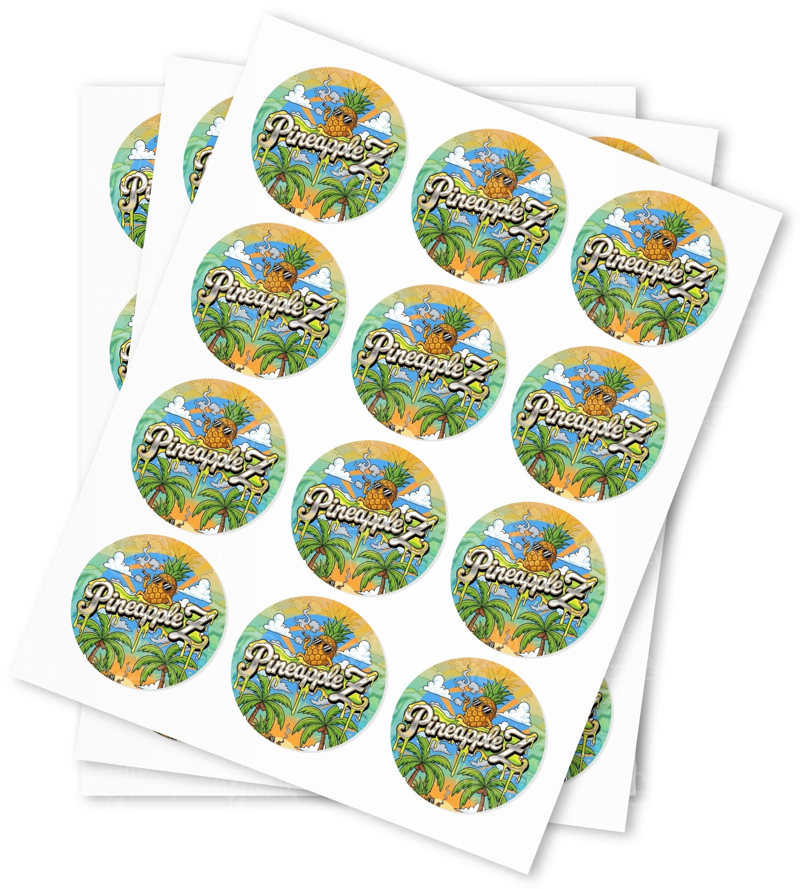 Pineapple Z Strain Stickers - DC Packaging Custom Cannabis Packaging