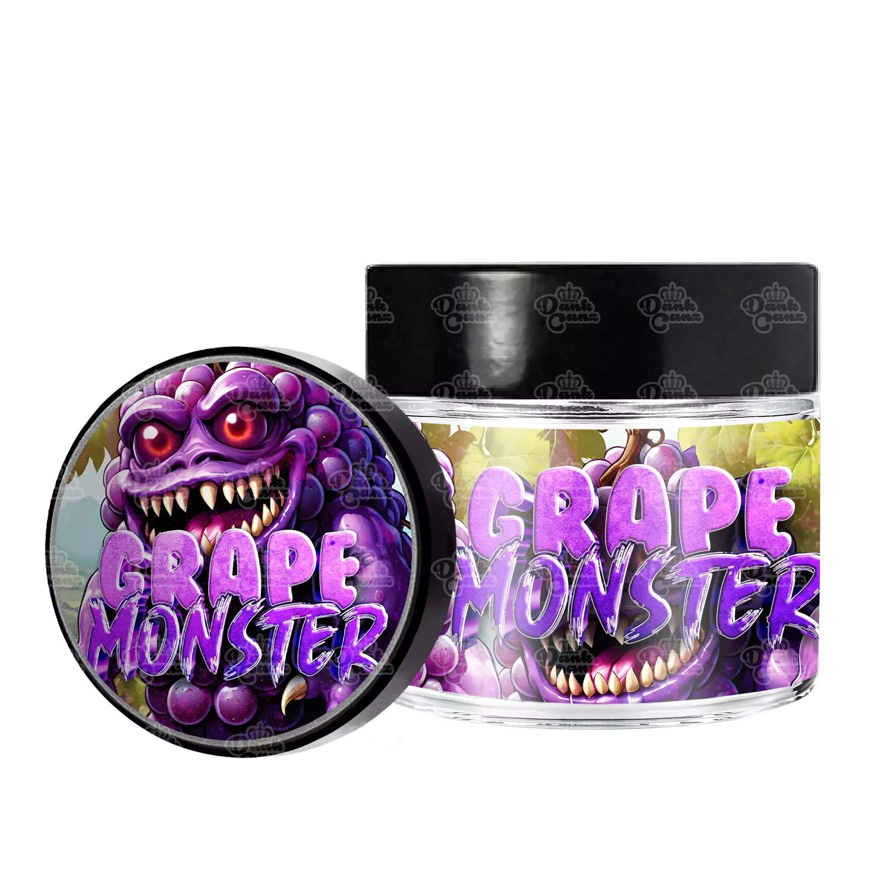 Grape Monster 3.5g/60ml Glass Jars - Labelled - DC Packaging Custom Cannabis Packaging