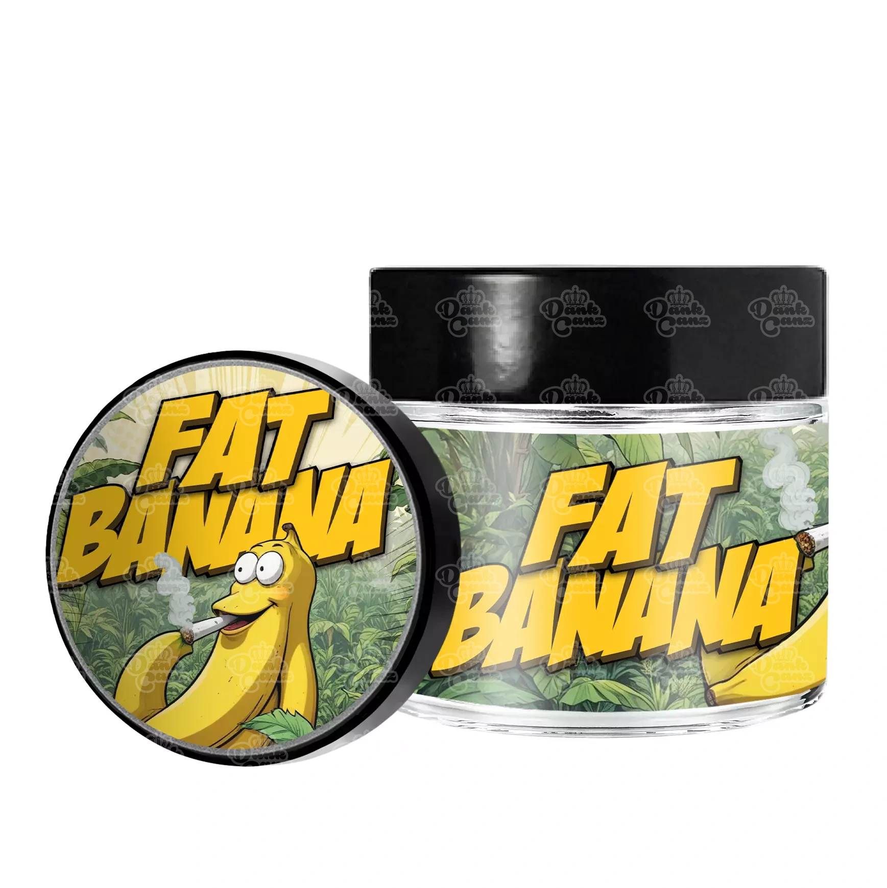 Fat Banana 3.5g/60ml Glass Jars - Labelled - DC Packaging Custom Cannabis Packaging