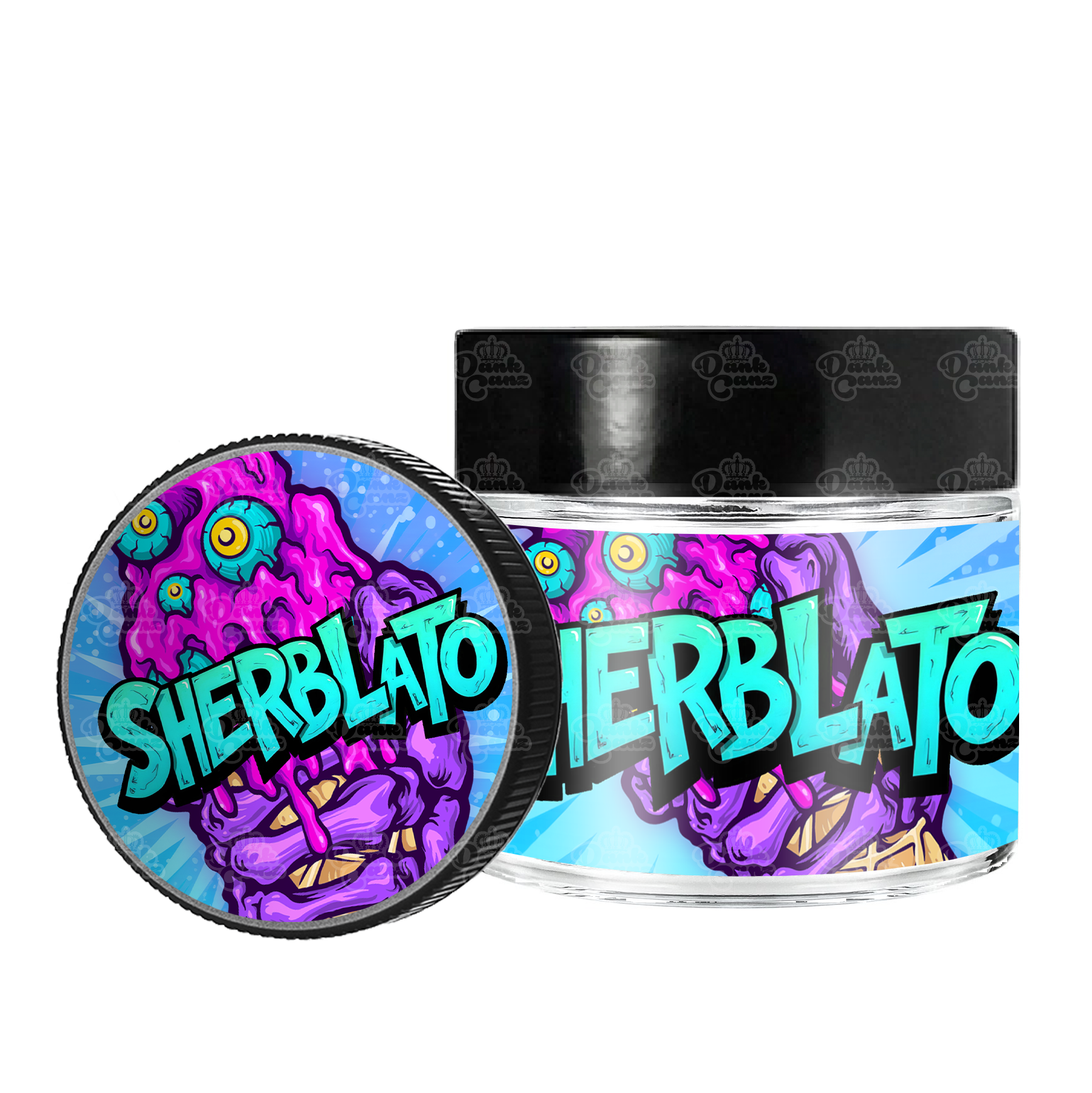 Sherblato 3.5g/60ml Glass Jars - Labelled - DC Packaging Custom Cannabis Packaging