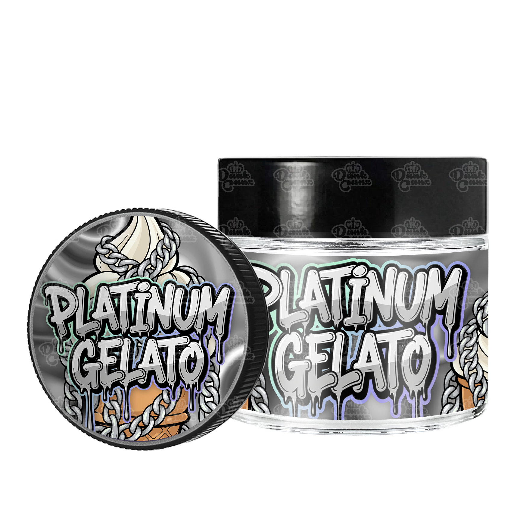 Platinum Gelato 3.5g/60ml Glass Jars - Labelled - DC Packaging Custom Cannabis Packaging