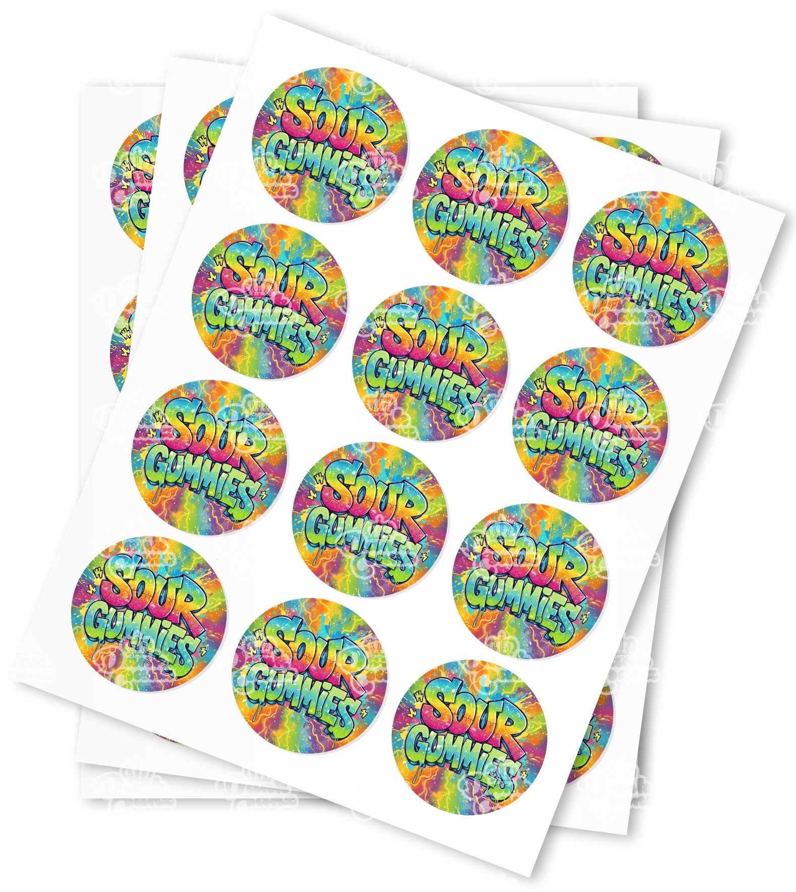 Sour Gummies Strain Stickers - DC Packaging Custom Cannabis Packaging