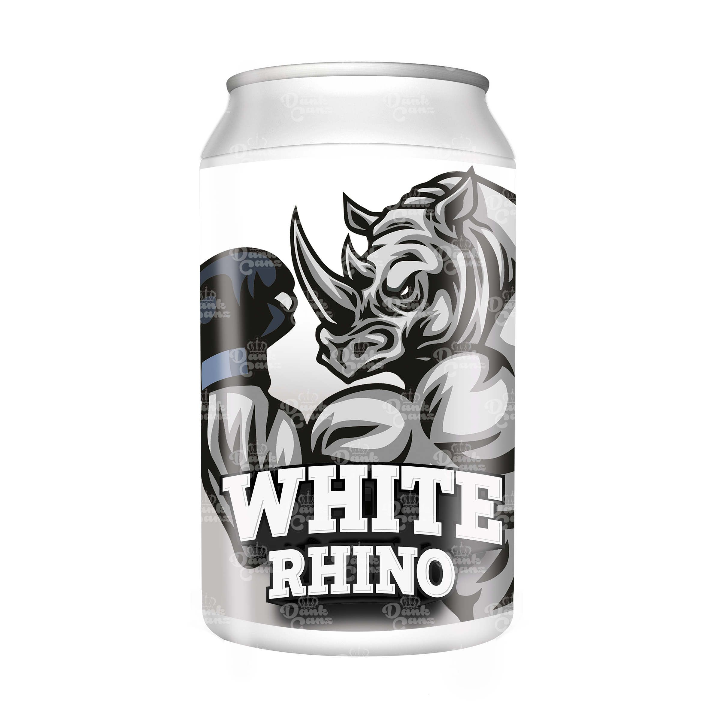 White Rhino 3.5g Plastic Soda Cans - DC Packaging Custom Cannabis Packaging