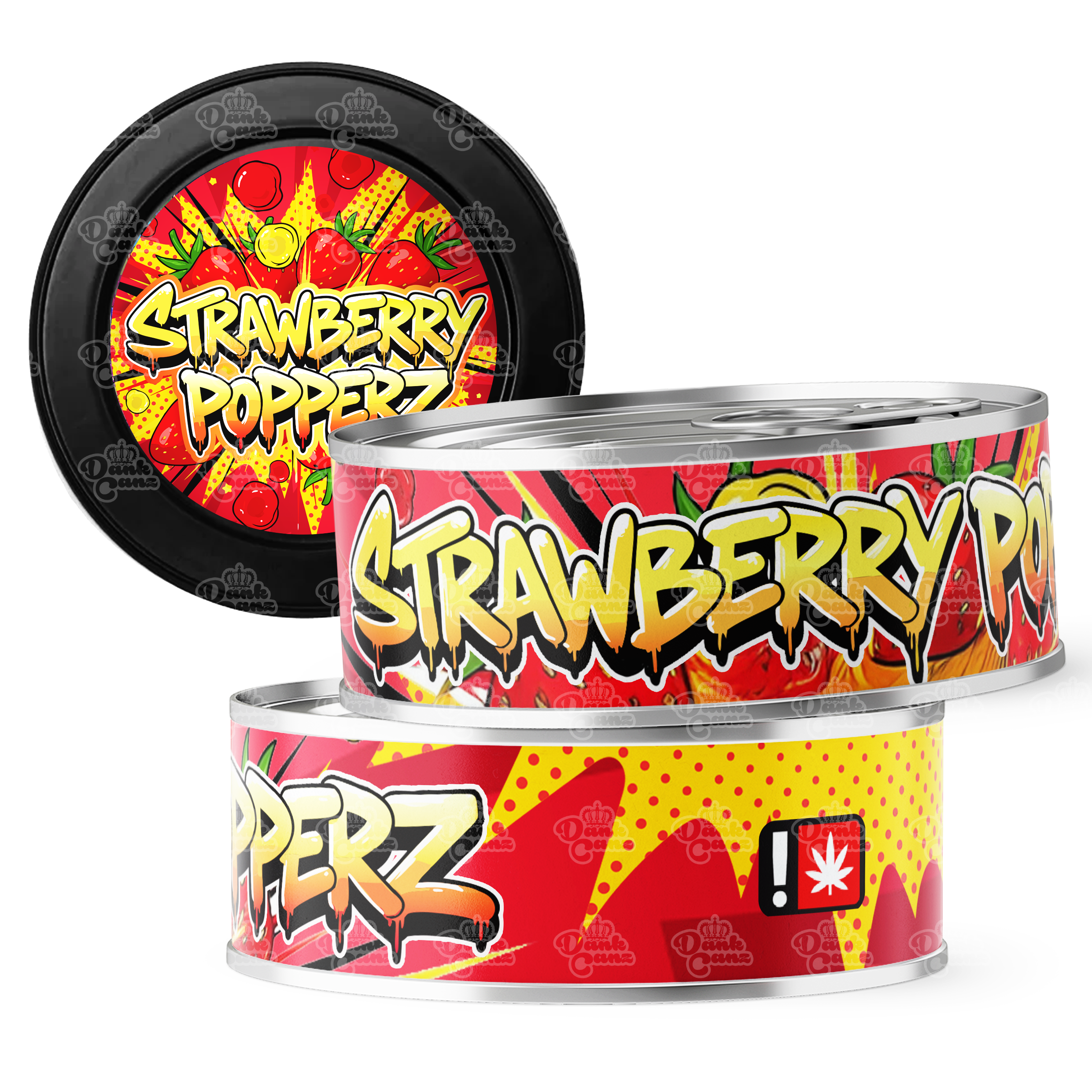 Strawberry Popperz 3.5g Self Seal Tins - DC Packaging Custom Cannabis Packaging