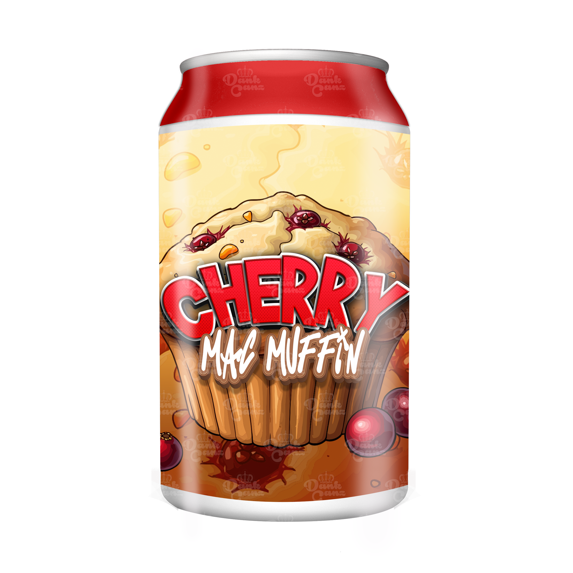 Cherry Mac Muffin 3.5g Plastic Soda Cans - DC Packaging Custom Cannabis Packaging