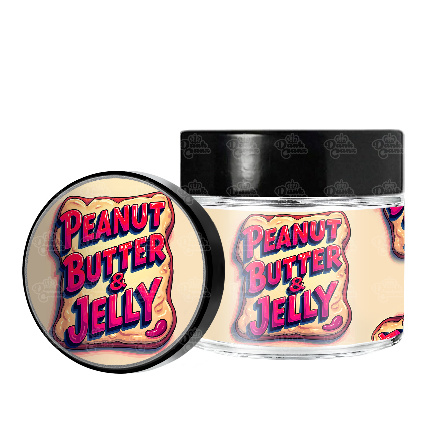 Peanut Butter & Jelly 3.5g/60ml Glass Jars - Labelled - DC Packaging Custom Cannabis Packaging