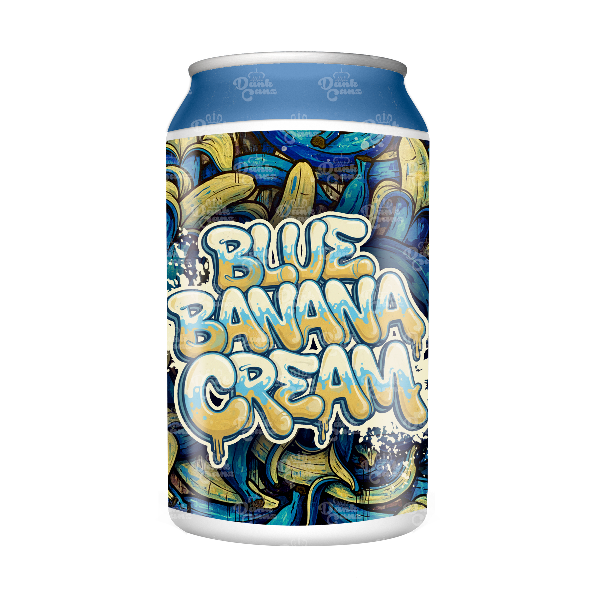 Blue Banana Cream 3.5g Plastic Soda Cans - DC Packaging Custom Cannabis Packaging