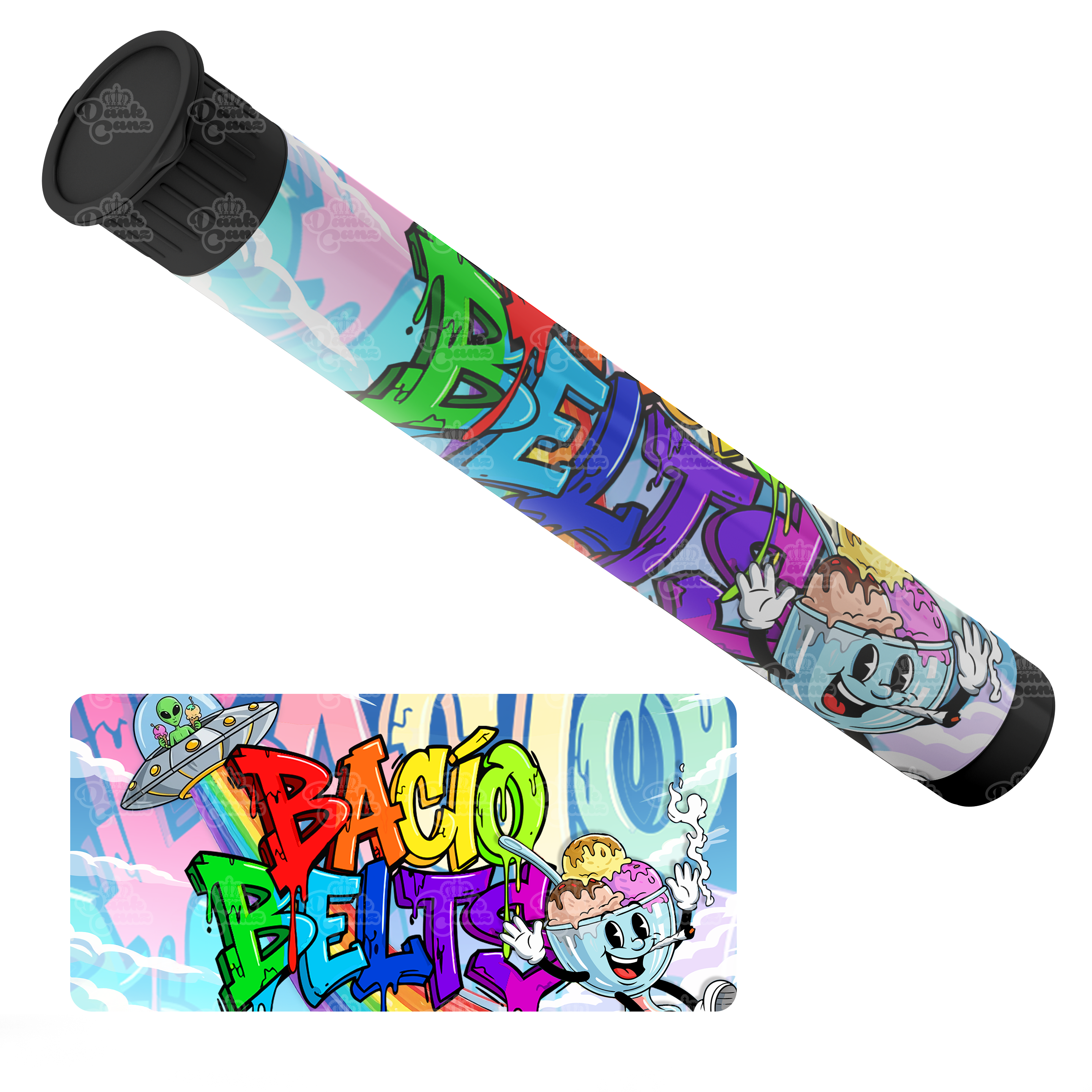 Bacio Belts Pre Roll Tubes - Labelled - DC Packaging Custom Cannabis Packaging