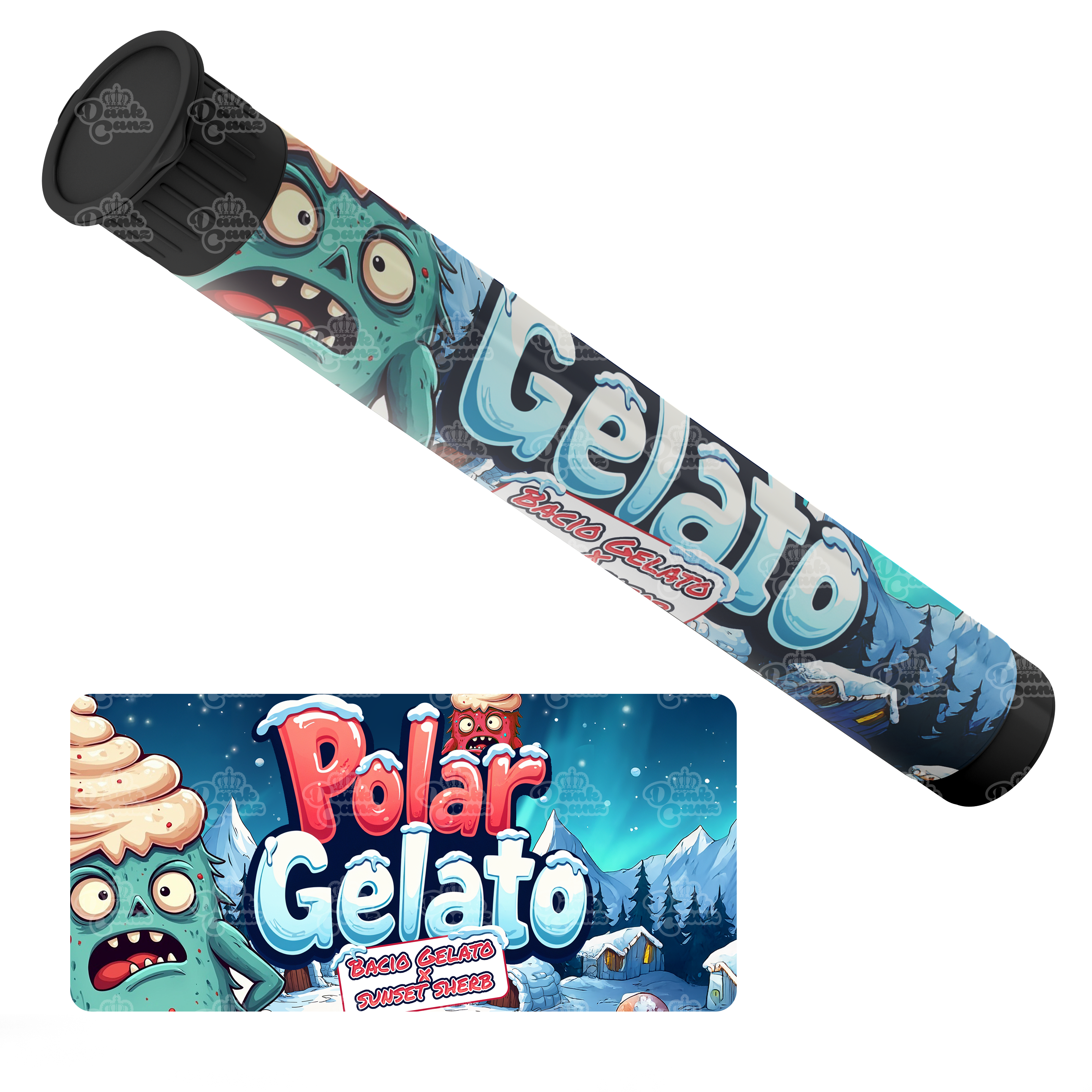Polar Gelato Pre Roll Tubes - Labelled - DC Packaging Custom Cannabis Packaging