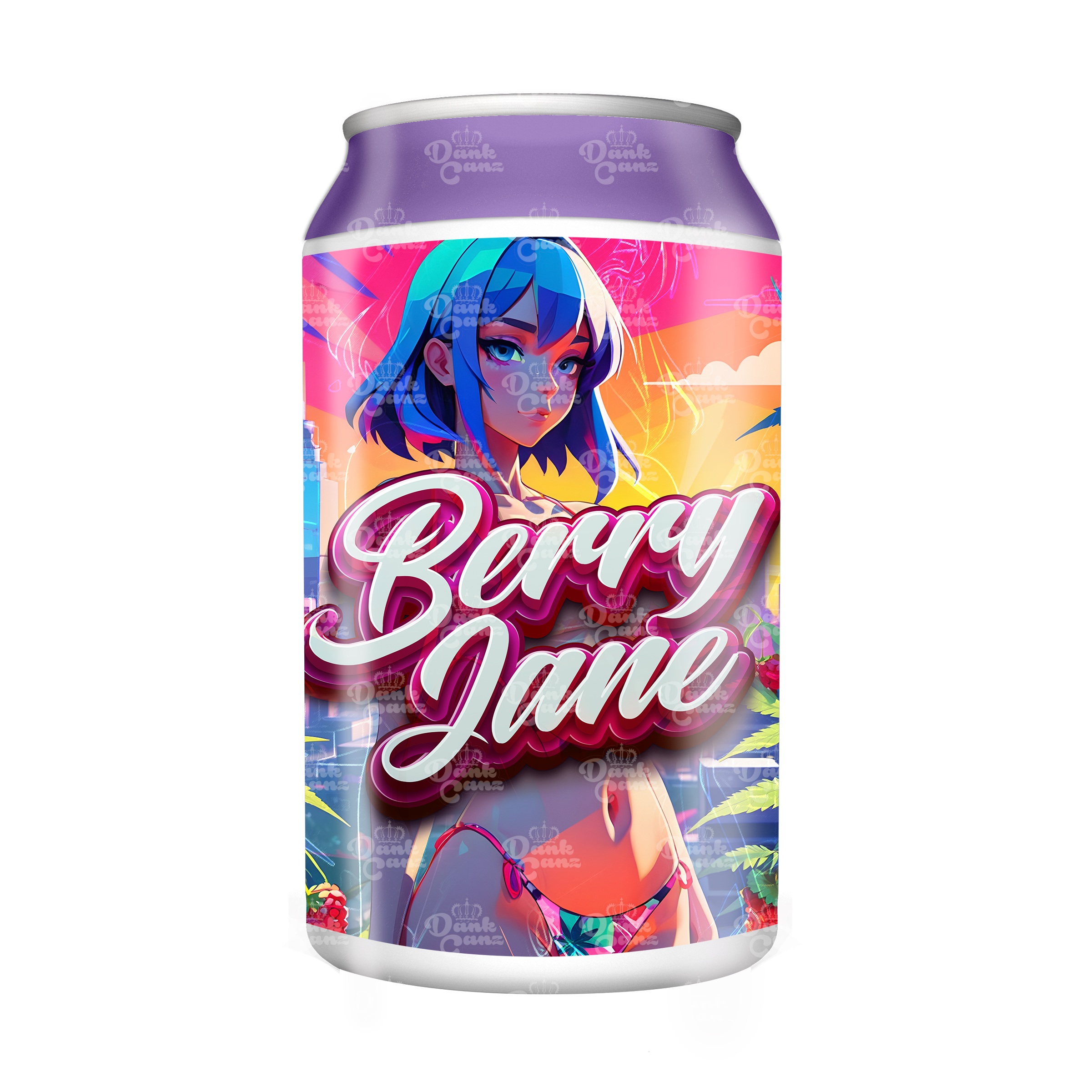 Berry Jane 3.5g Plastic Soda Cans - DC Packaging Custom Cannabis Packaging