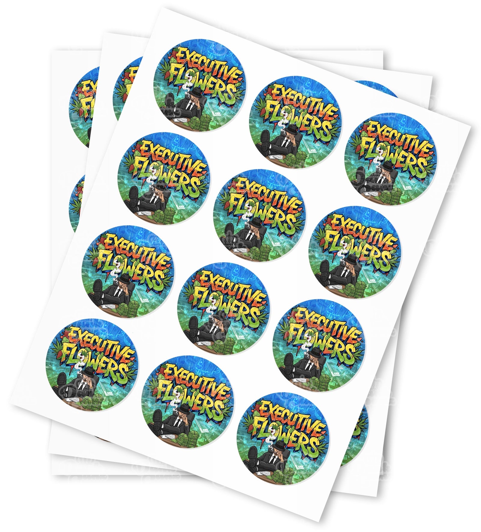 Executive Flowers Stickers - DC Packaging Custom Cannabis Packaging