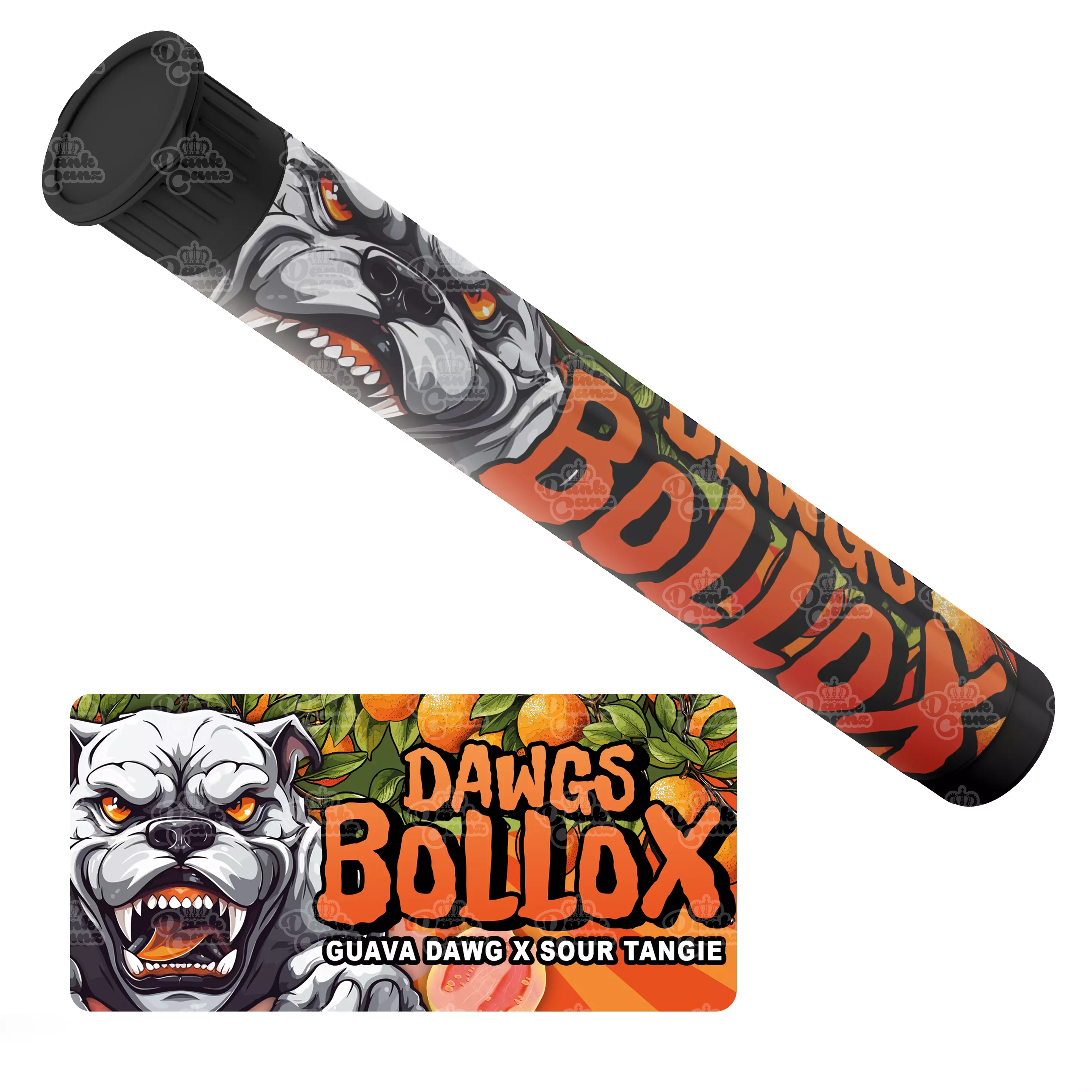 Dawgs Bollox Pre Roll Tubes - Labelled - DC Packaging Custom Cannabis Packaging