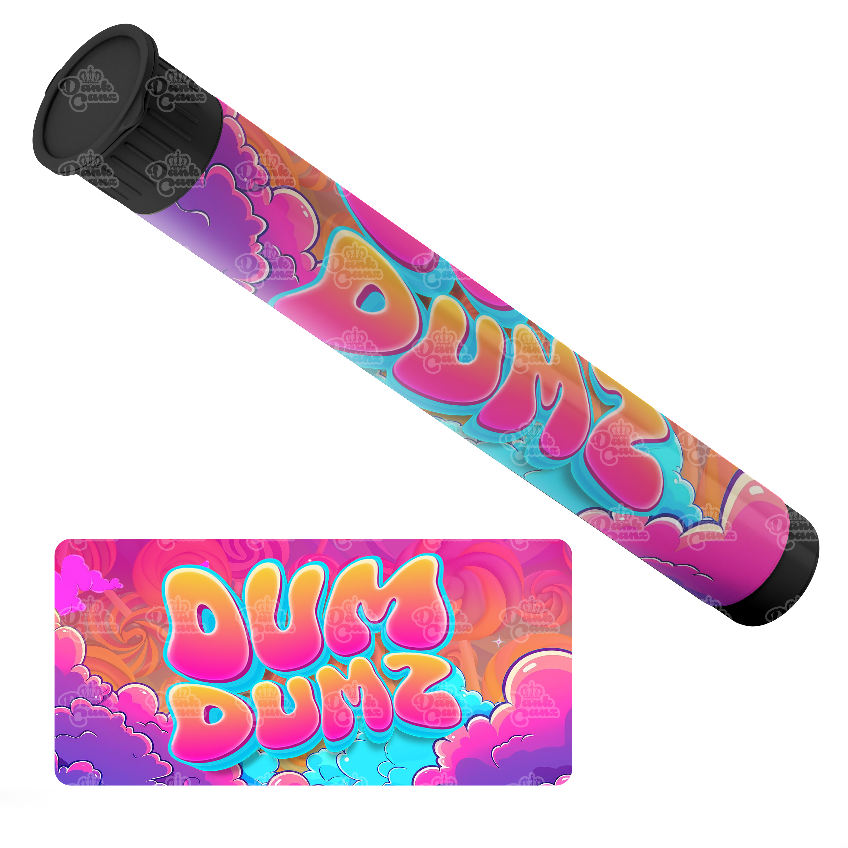 Dum Dumz Pre Roll Tubes - Labelled - DC Packaging Custom Cannabis Packaging