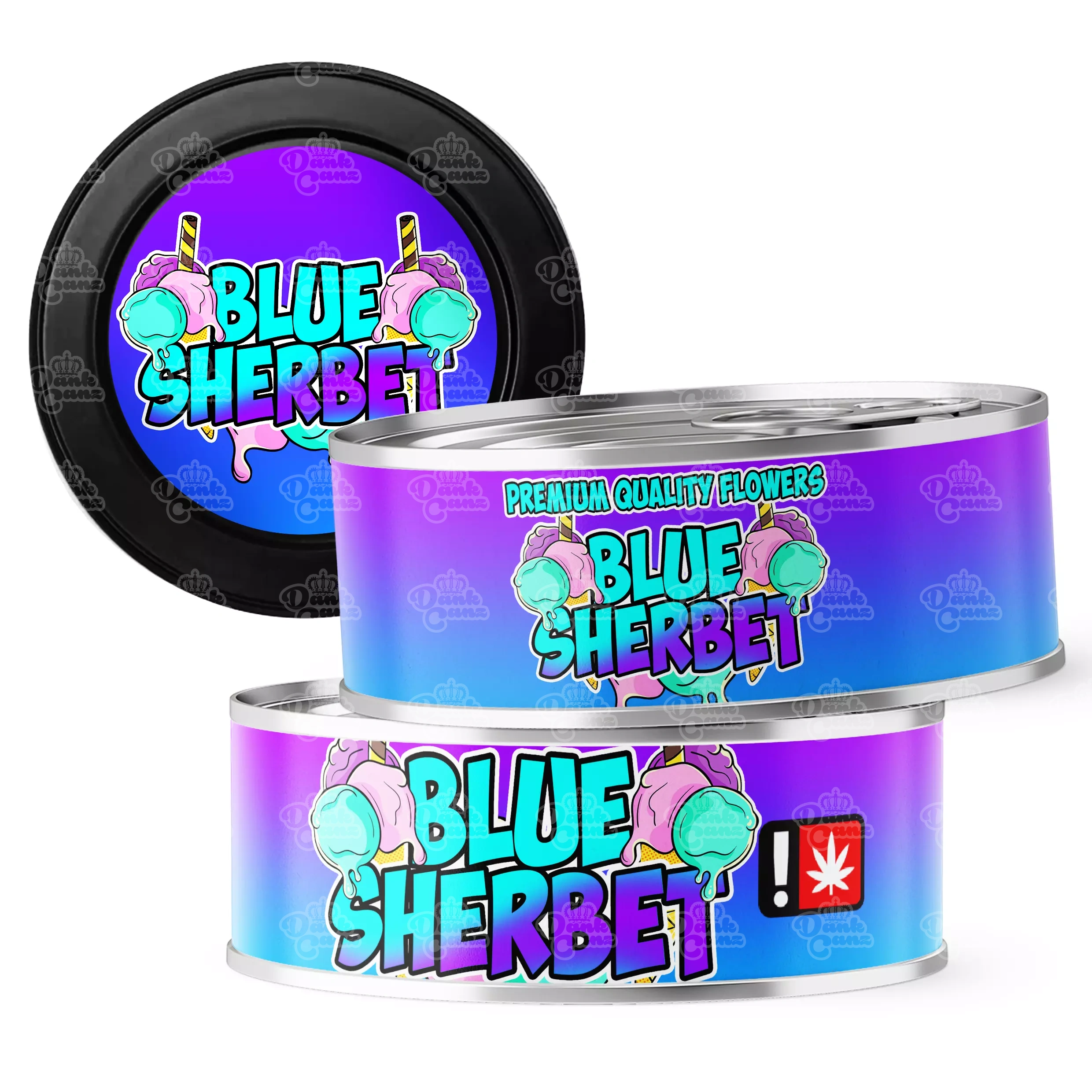 Blue Sherbet 3.5g Self Seal Tins - DC Packaging Custom Cannabis Packaging