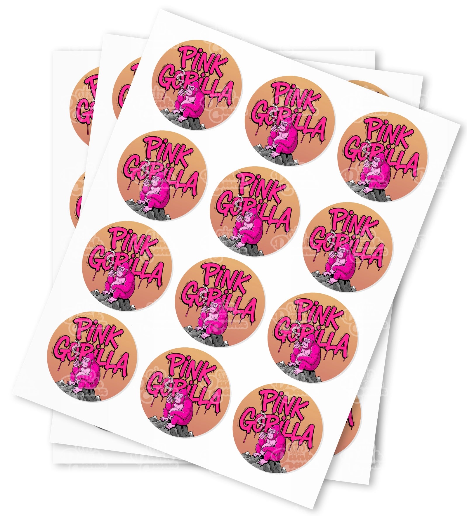 Pink Gorilla Strain Stickers - DC Packaging Custom Cannabis Packaging