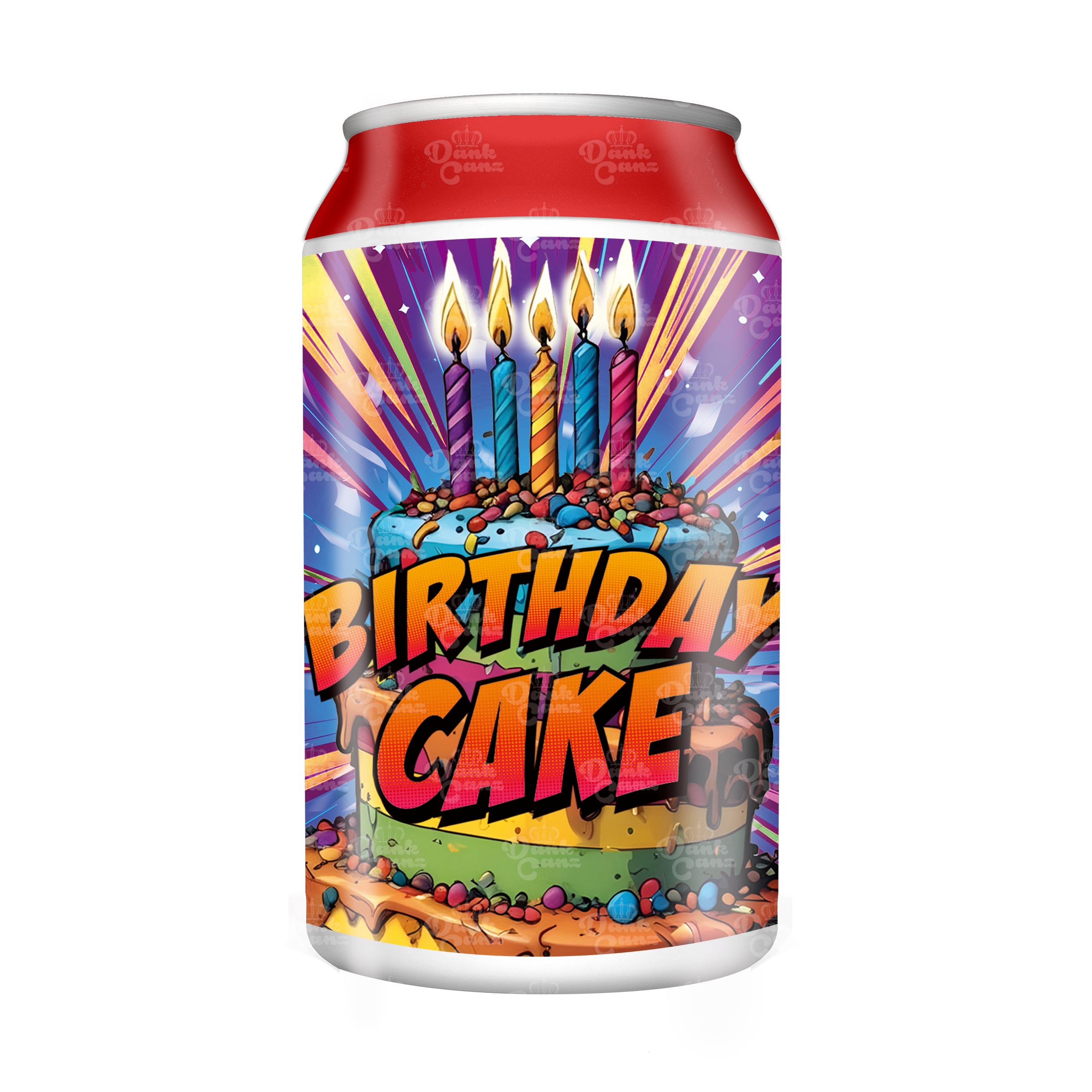 Birthday Cake 3.5g Plastic Soda Cans - DC Packaging Custom Cannabis Packaging