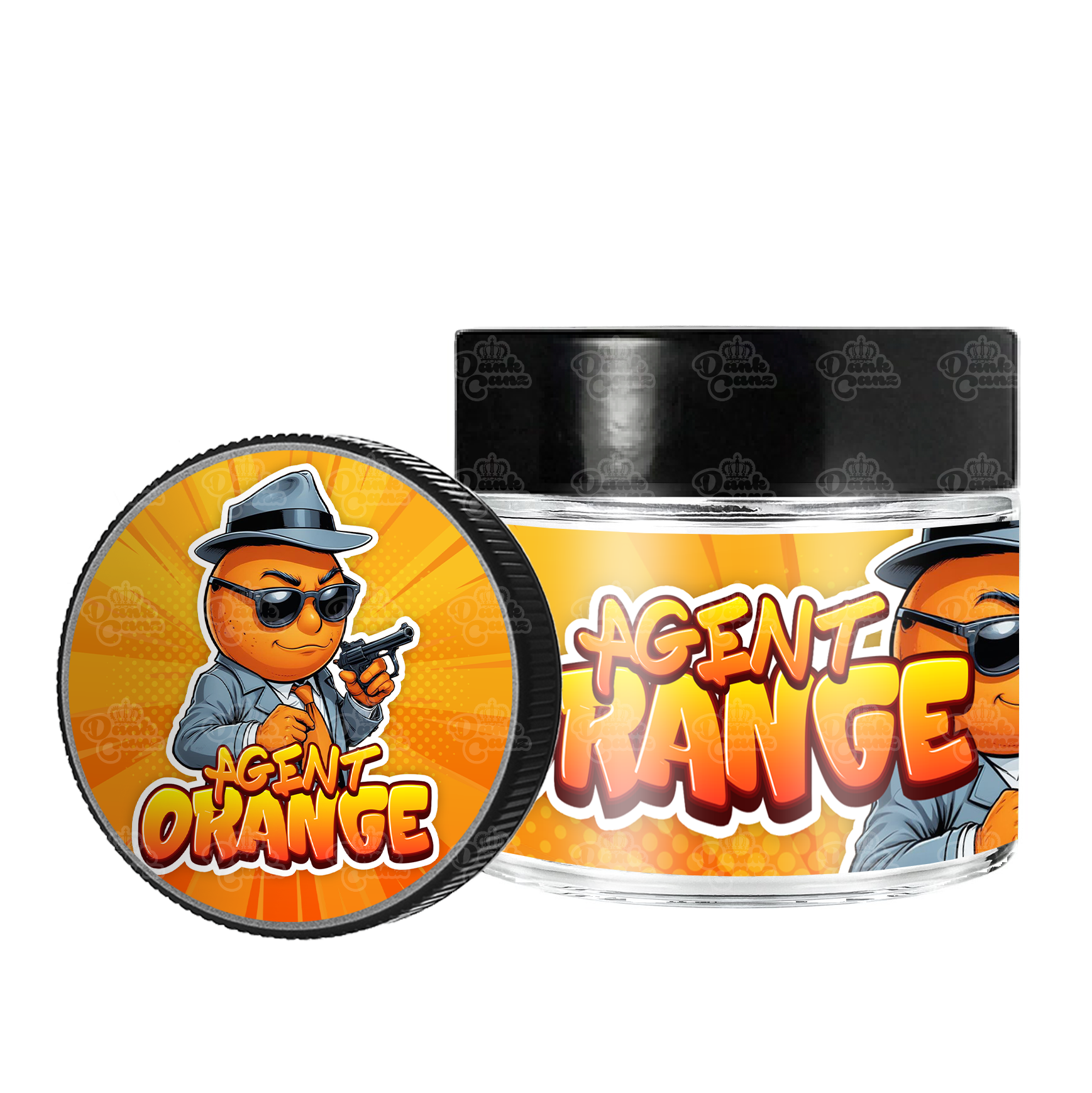 Agent Orange 3.5g/60ml Glass Jars - Labelled - DC Packaging Custom Cannabis Packaging