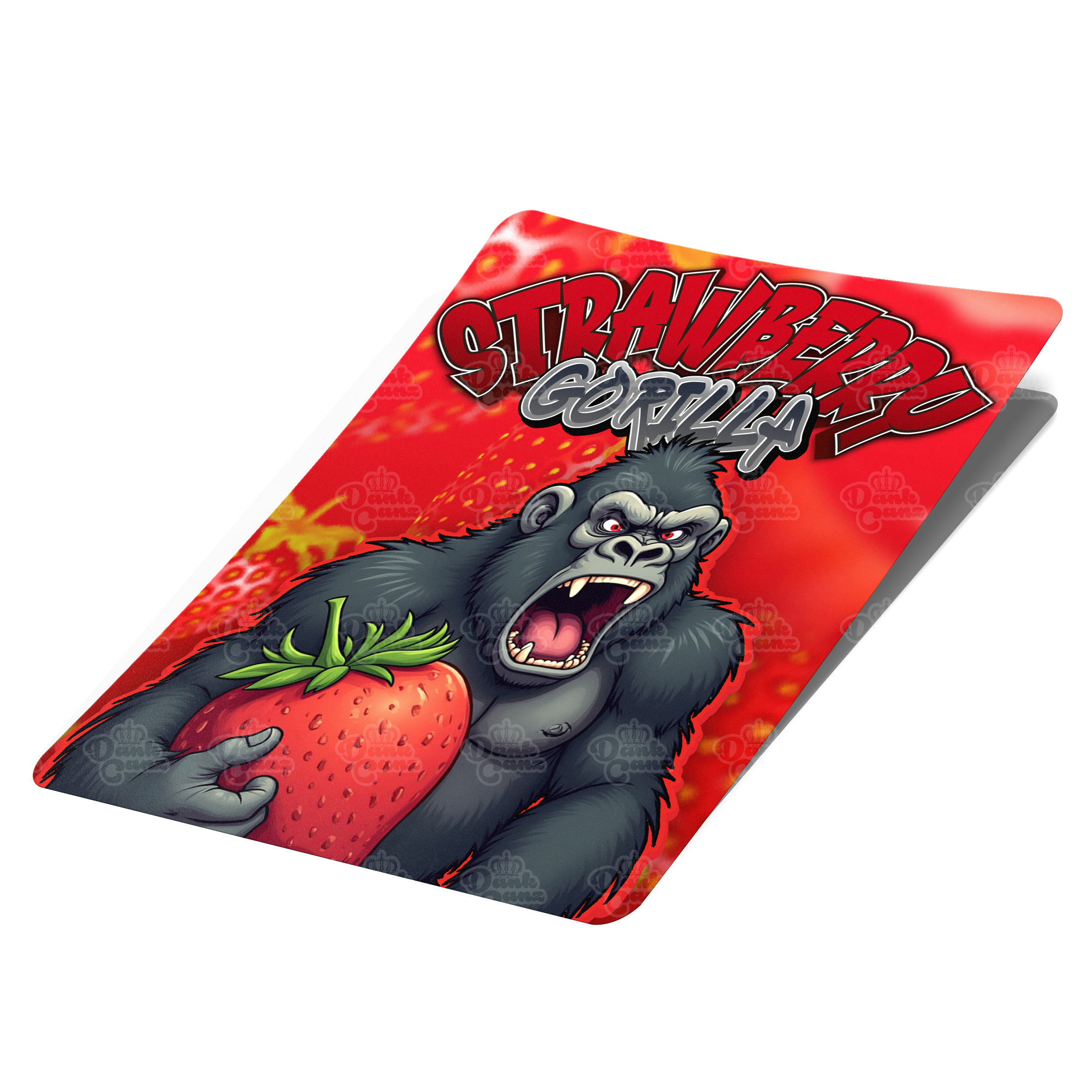 Strawberry Gorilla Mylar Bag Labels - Labels only - DC Packaging Custom Cannabis Packaging