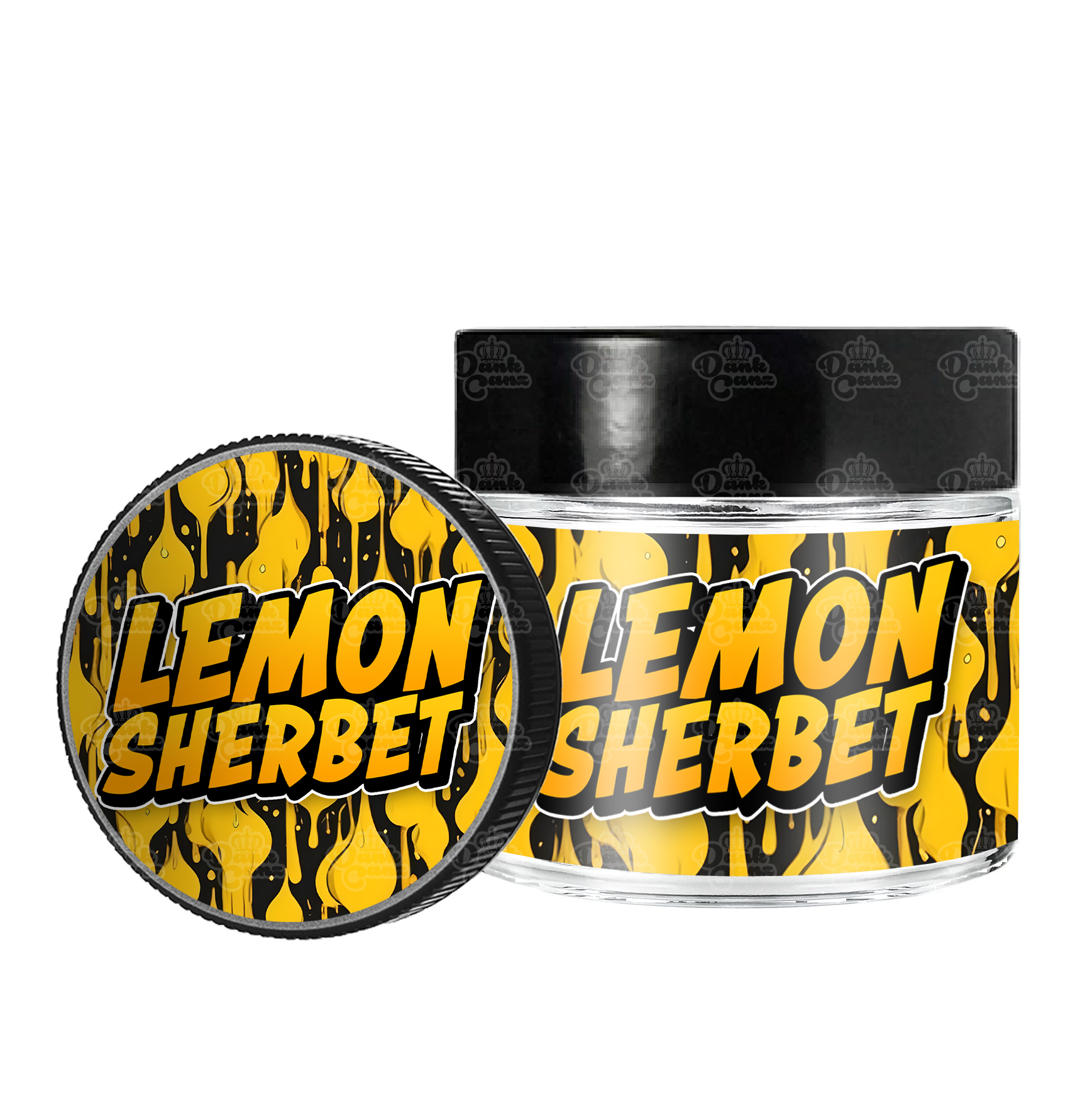 Lemon Sherbet 3.5g/60ml Glass Jars - Labelled - DC Packaging Custom Cannabis Packaging