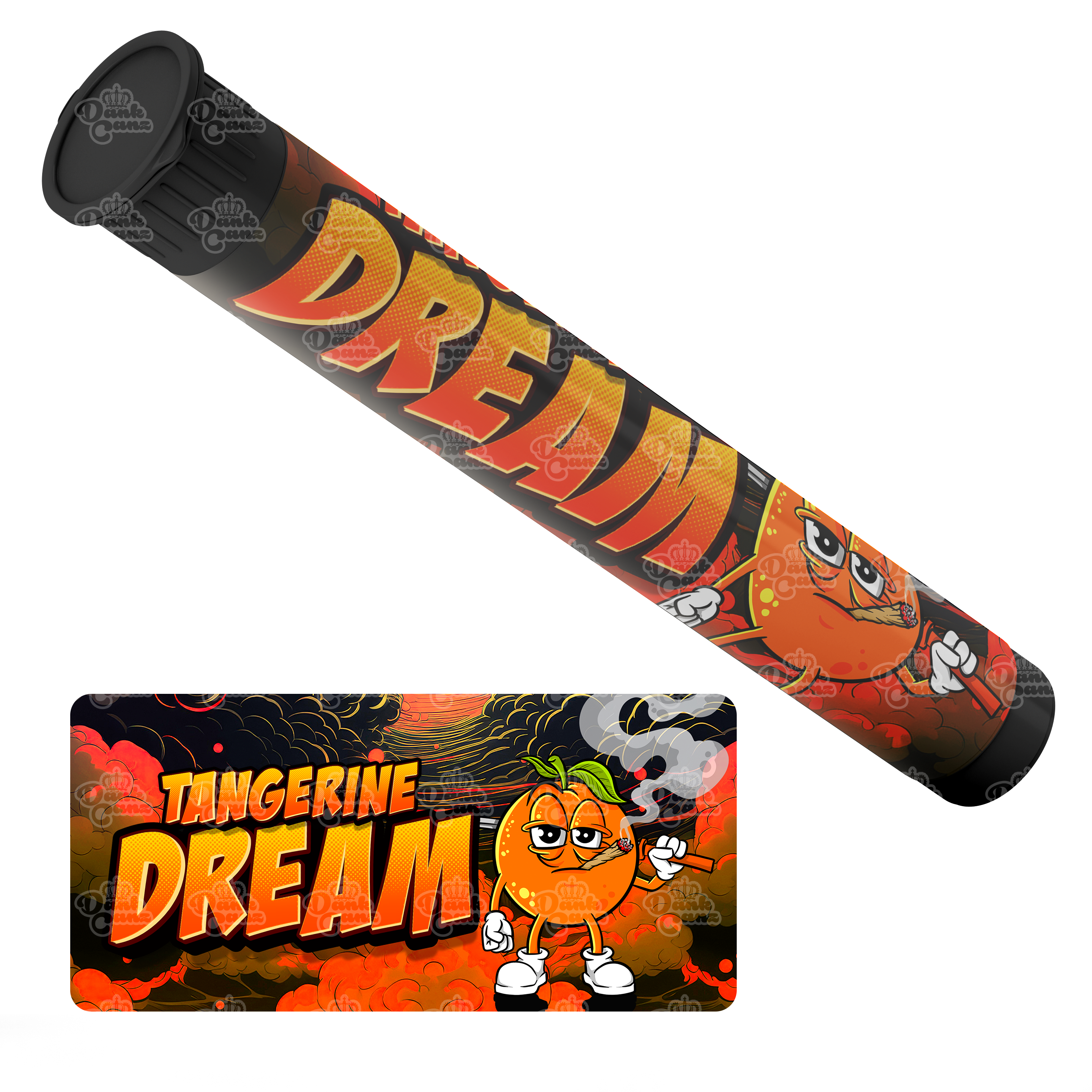 Tangerine Dream Pre Roll Tubes - Labelled - DC Packaging Custom Cannabis Packaging