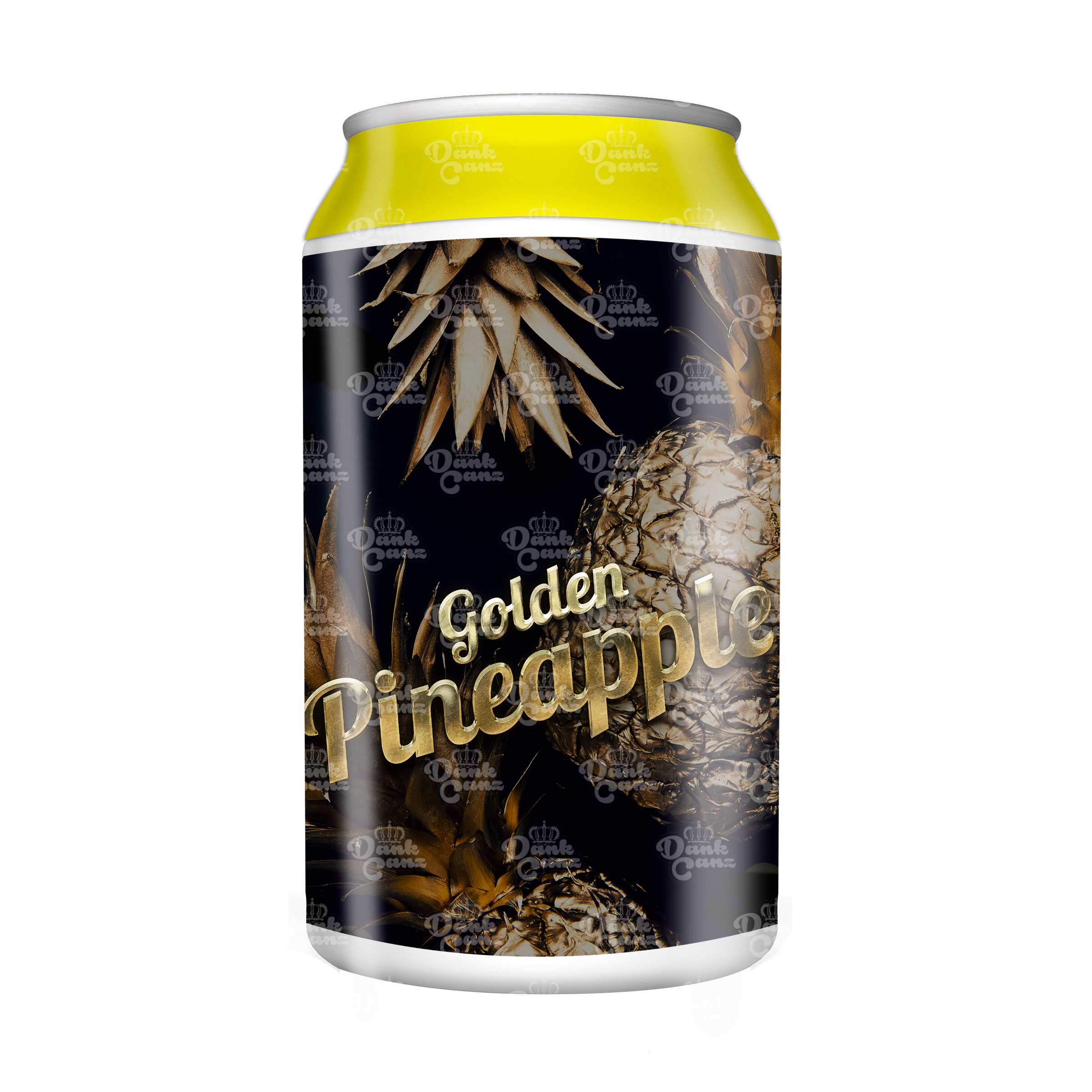 Golden Pineapple 3.5g Plastic Soda Cans - DC Packaging Custom Cannabis Packaging