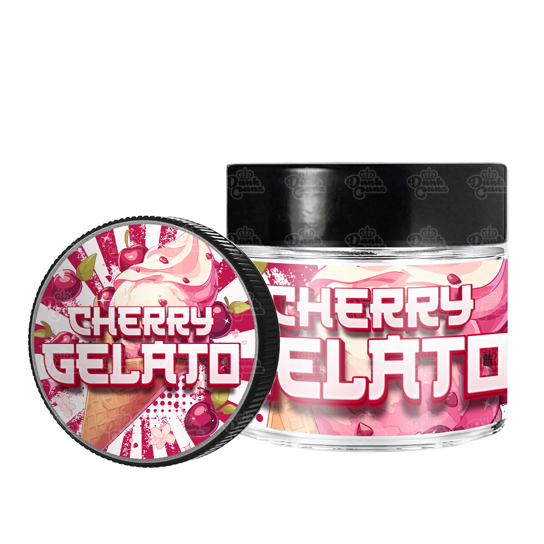 Cherry Gelato 3.5g/60ml Glass Jars - Labelled - DC Packaging Custom Cannabis Packaging