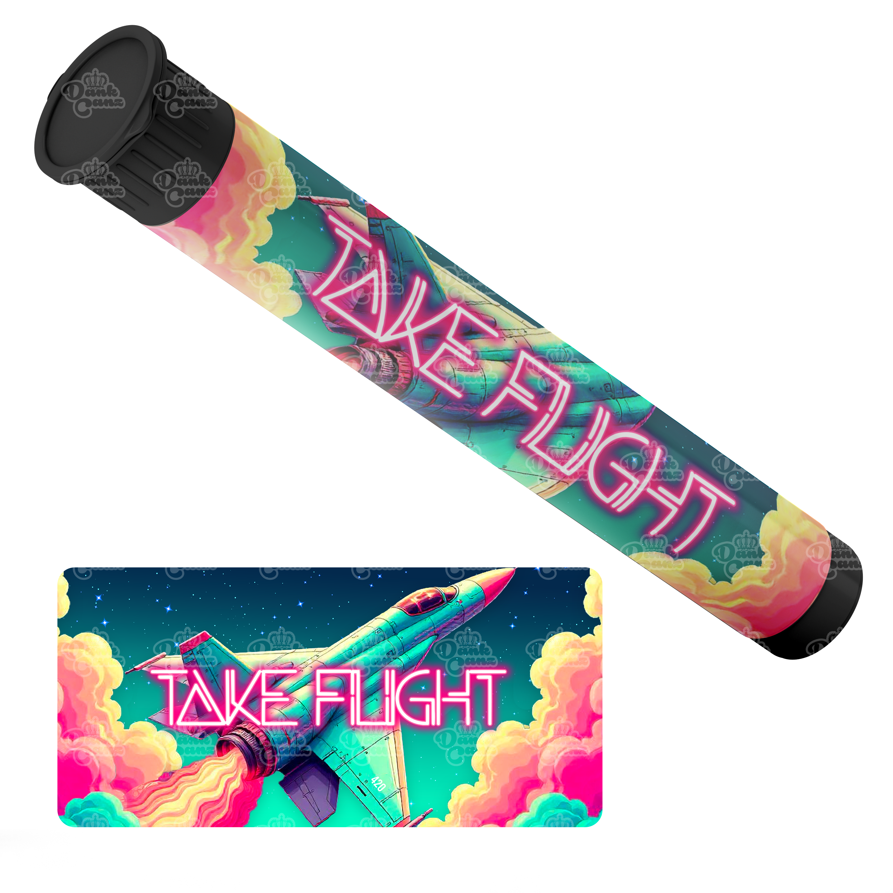 Take Flight Pre Roll Tubes - Labelled - DC Packaging Custom Cannabis Packaging