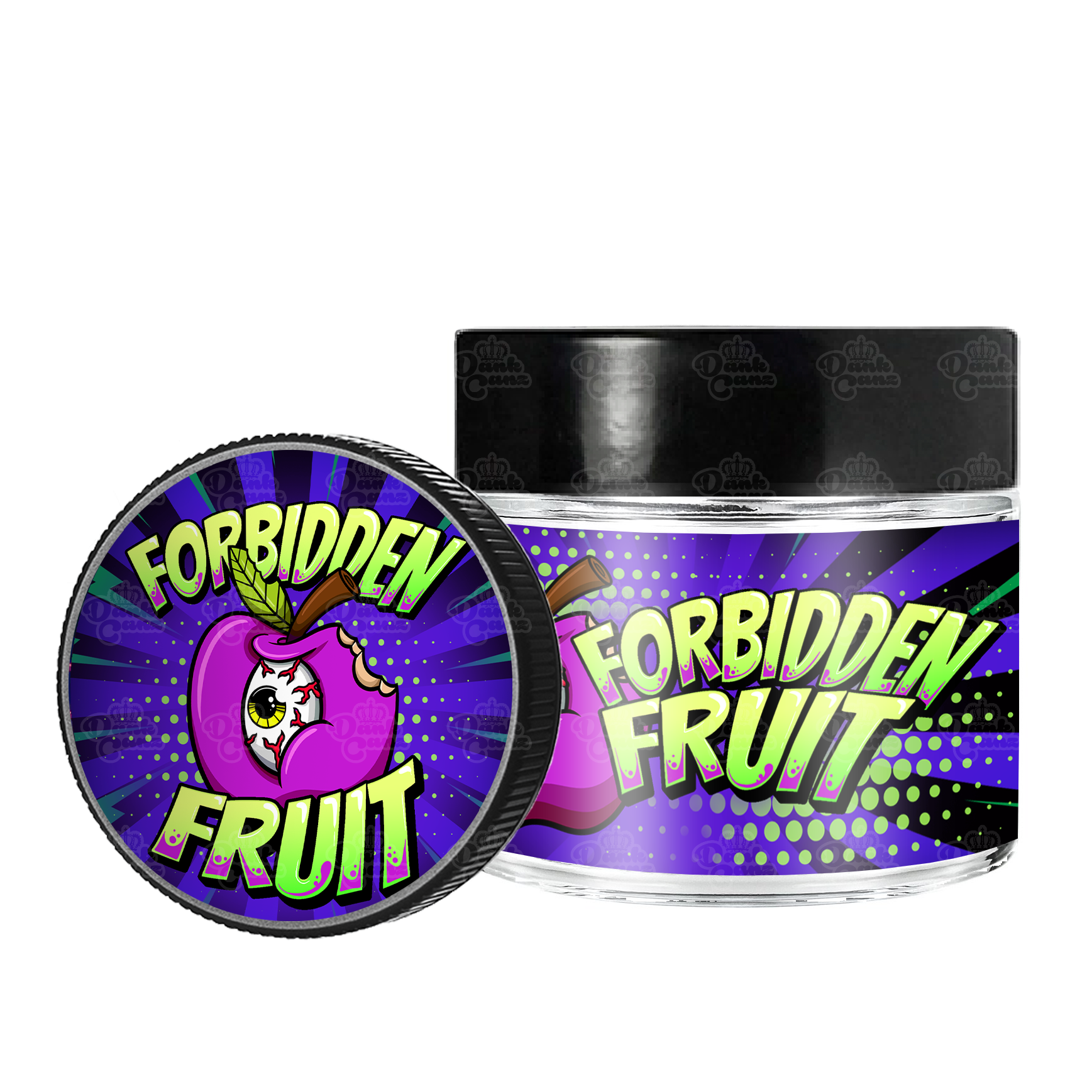 Forbidden Fruit 3.5g/60ml Glass Jars - Labelled - DC Packaging Custom Cannabis Packaging