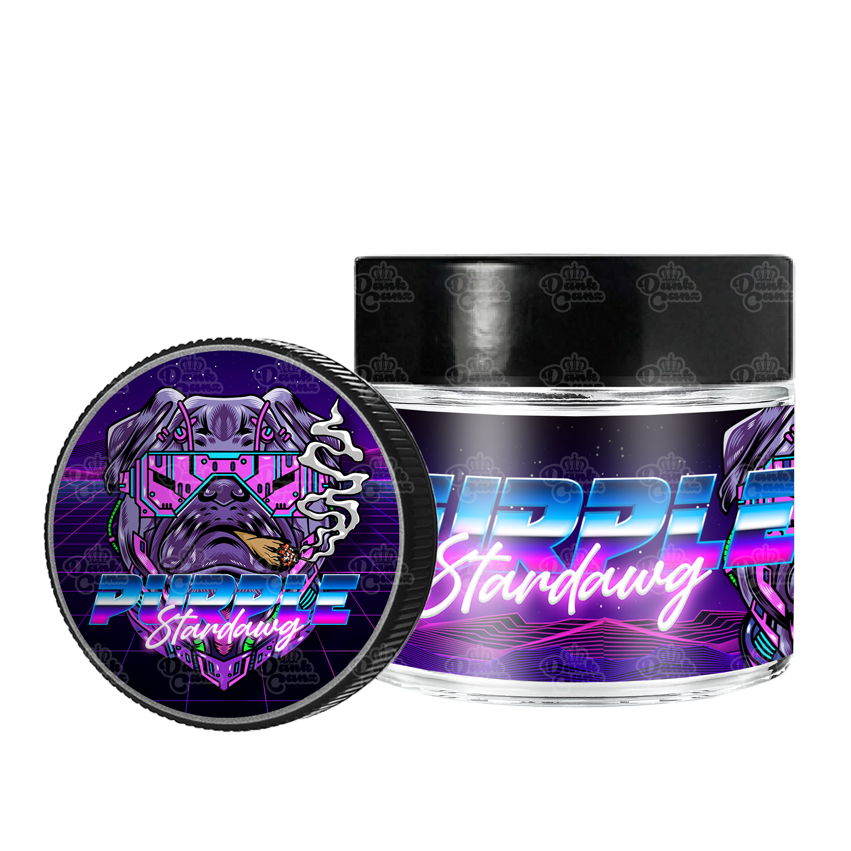 Purple Stardawg 3.5g/60ml Glass Jars - Labelled - DC Packaging Custom Cannabis Packaging