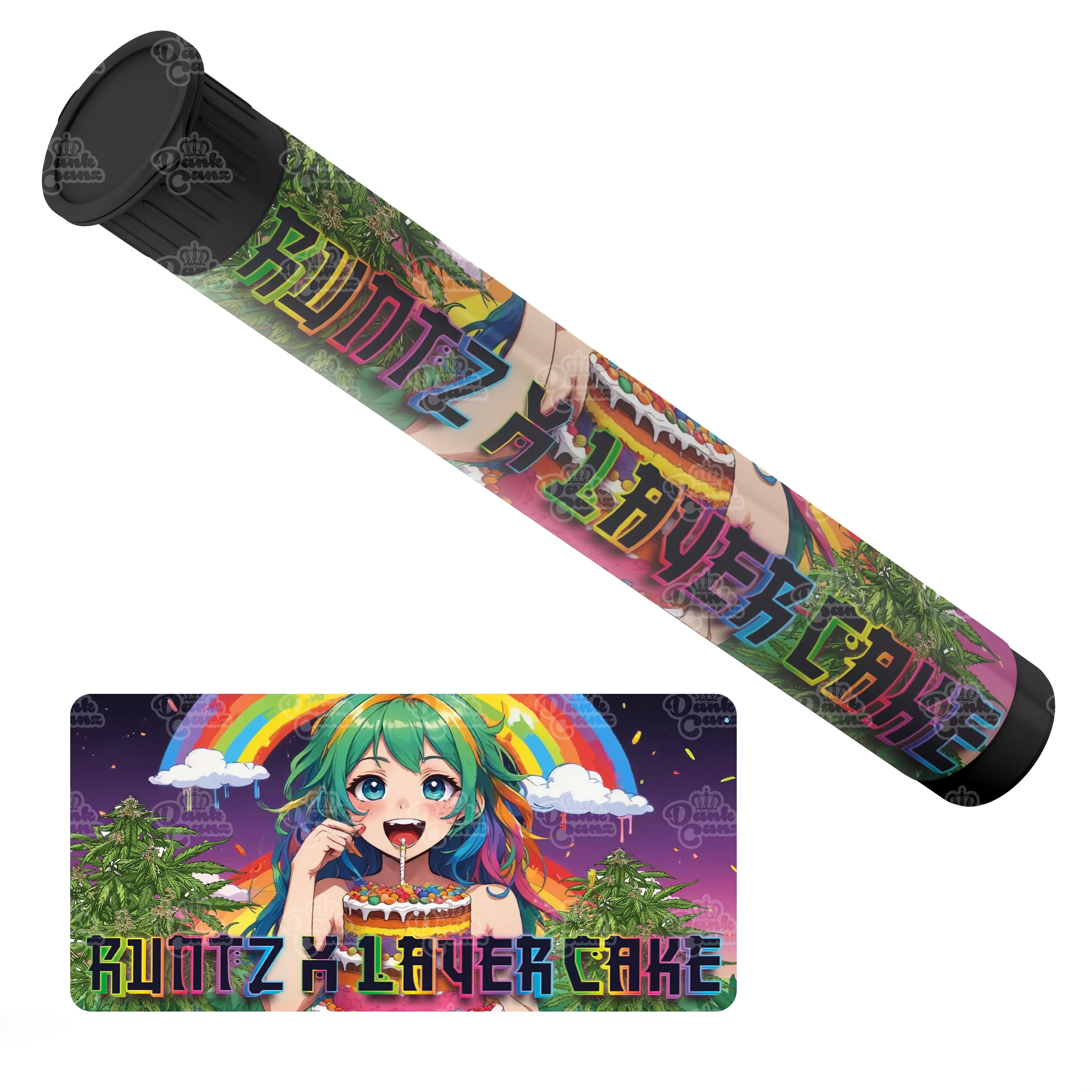 Runtz x Layer Cake Pre Roll Tubes - Labelled - DC Packaging Custom Cannabis Packaging