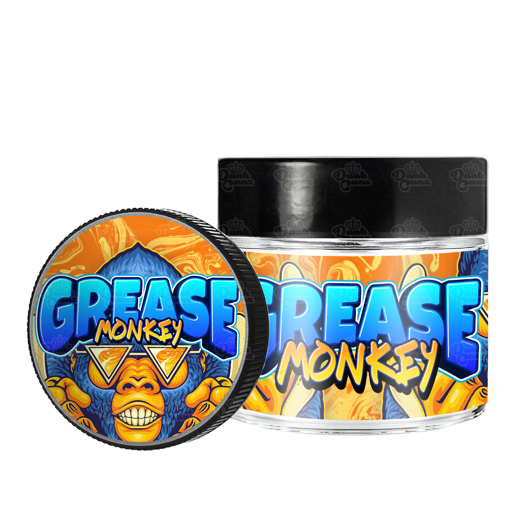 Grease Monkey 3.5g/60ml Glass Jars - Labelled - DC Packaging Custom Cannabis Packaging