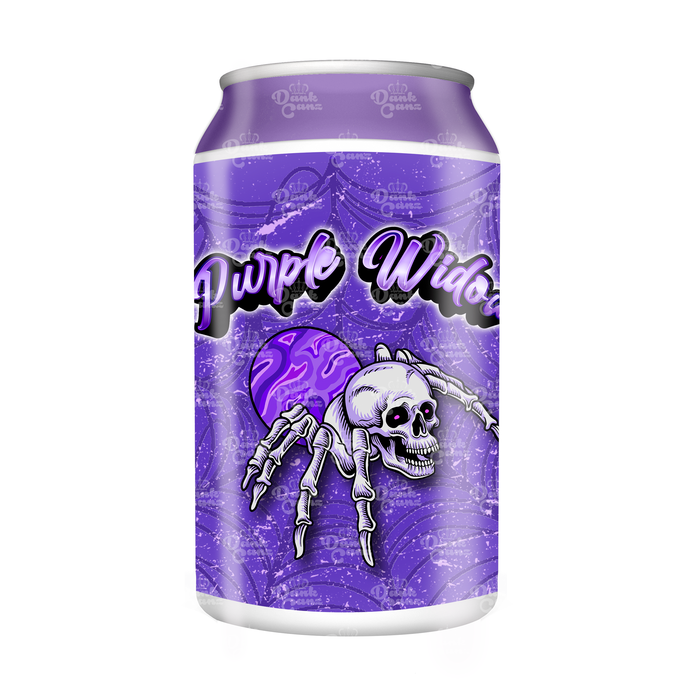 Purple Widow 3.5g Plastic Soda Cans - DC Packaging Custom Cannabis Packaging