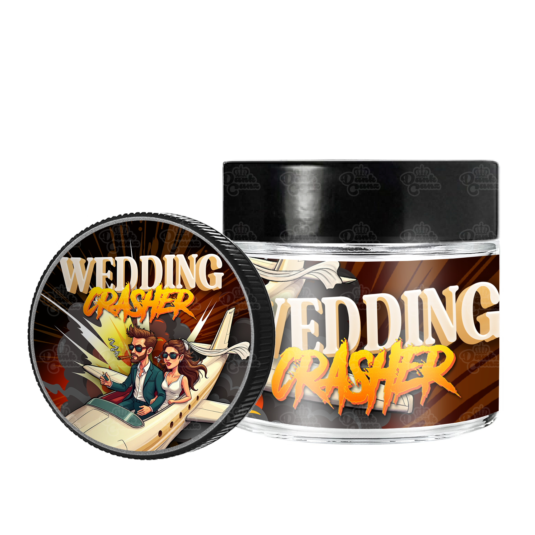 Wedding Crasher 3.5g/60ml Glass Jars - Labelled - DC Packaging Custom Cannabis Packaging