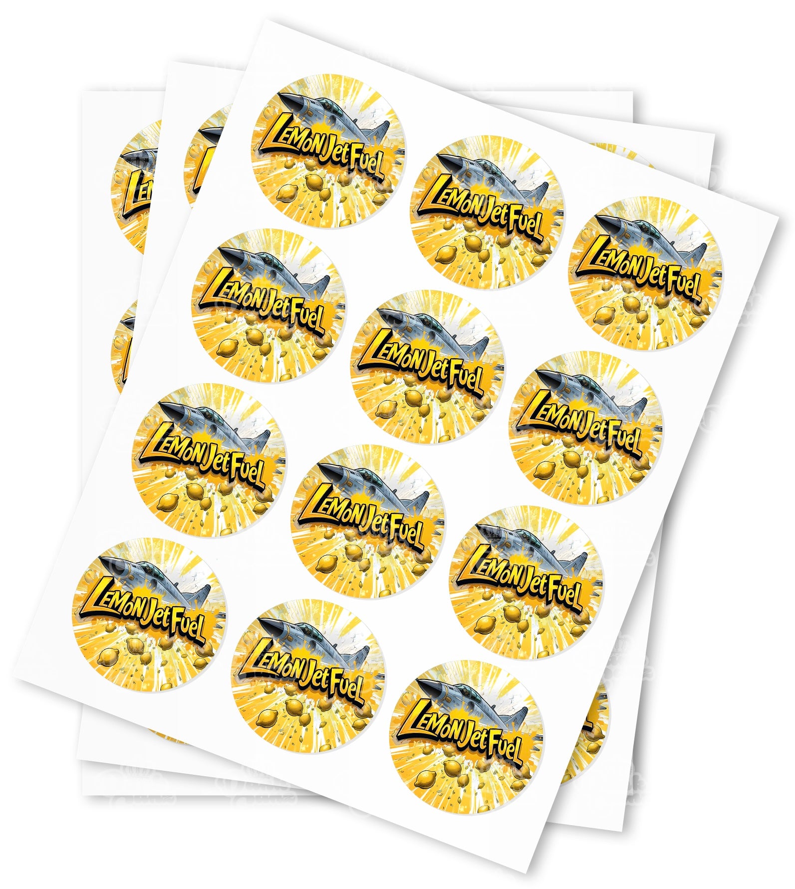 Lemon Jet Fuel Stickers - DC Packaging Custom Cannabis Packaging