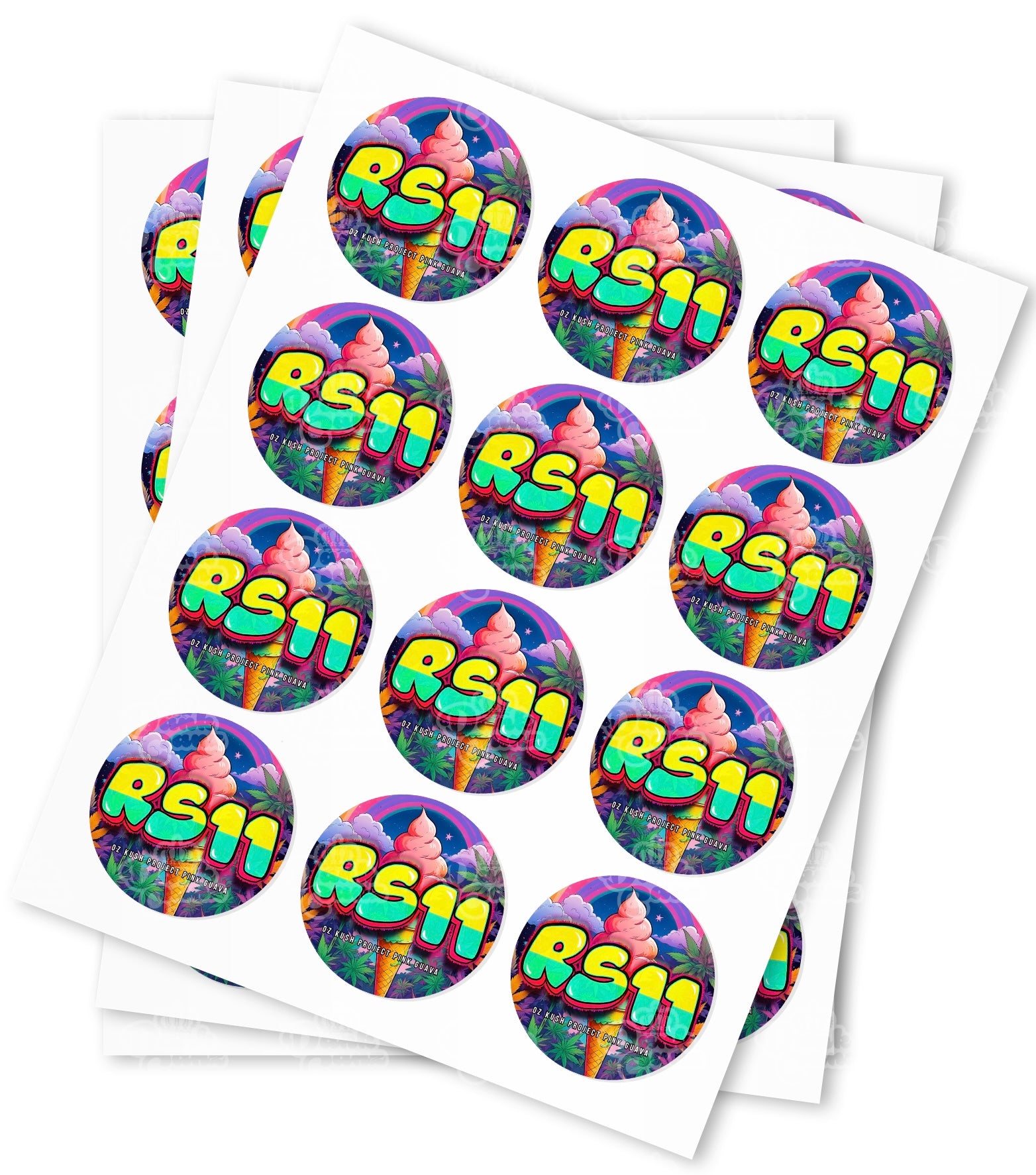 RS11 Strain Stickers - DC Packaging Custom Cannabis Packaging