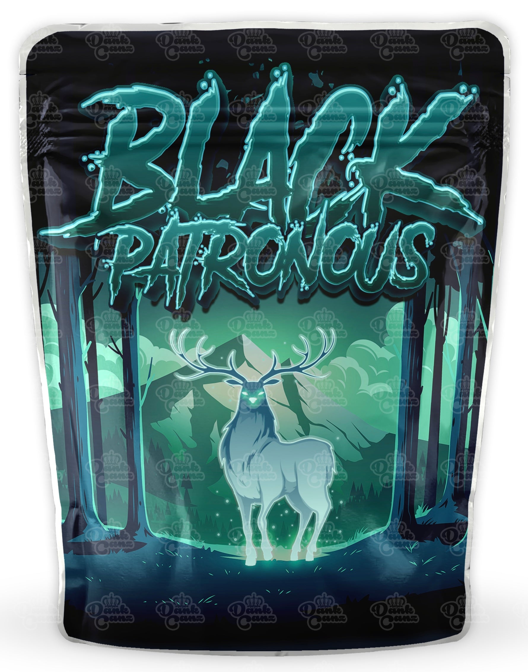 Black Patronous Mylar Bags - DC Packaging Custom Cannabis Packaging