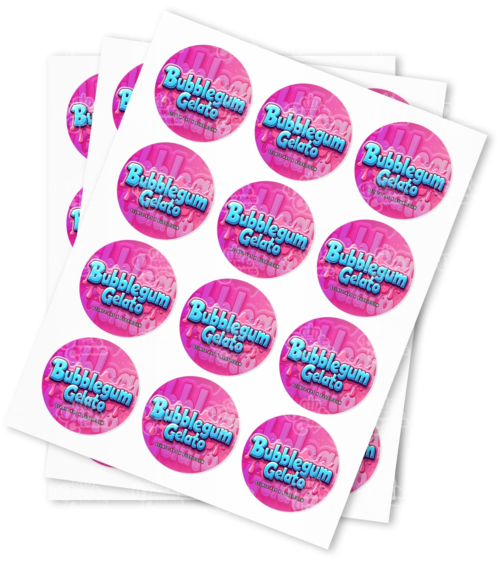 Bubblegum Gelato Strain Stickers - DC Packaging Custom Cannabis Packaging