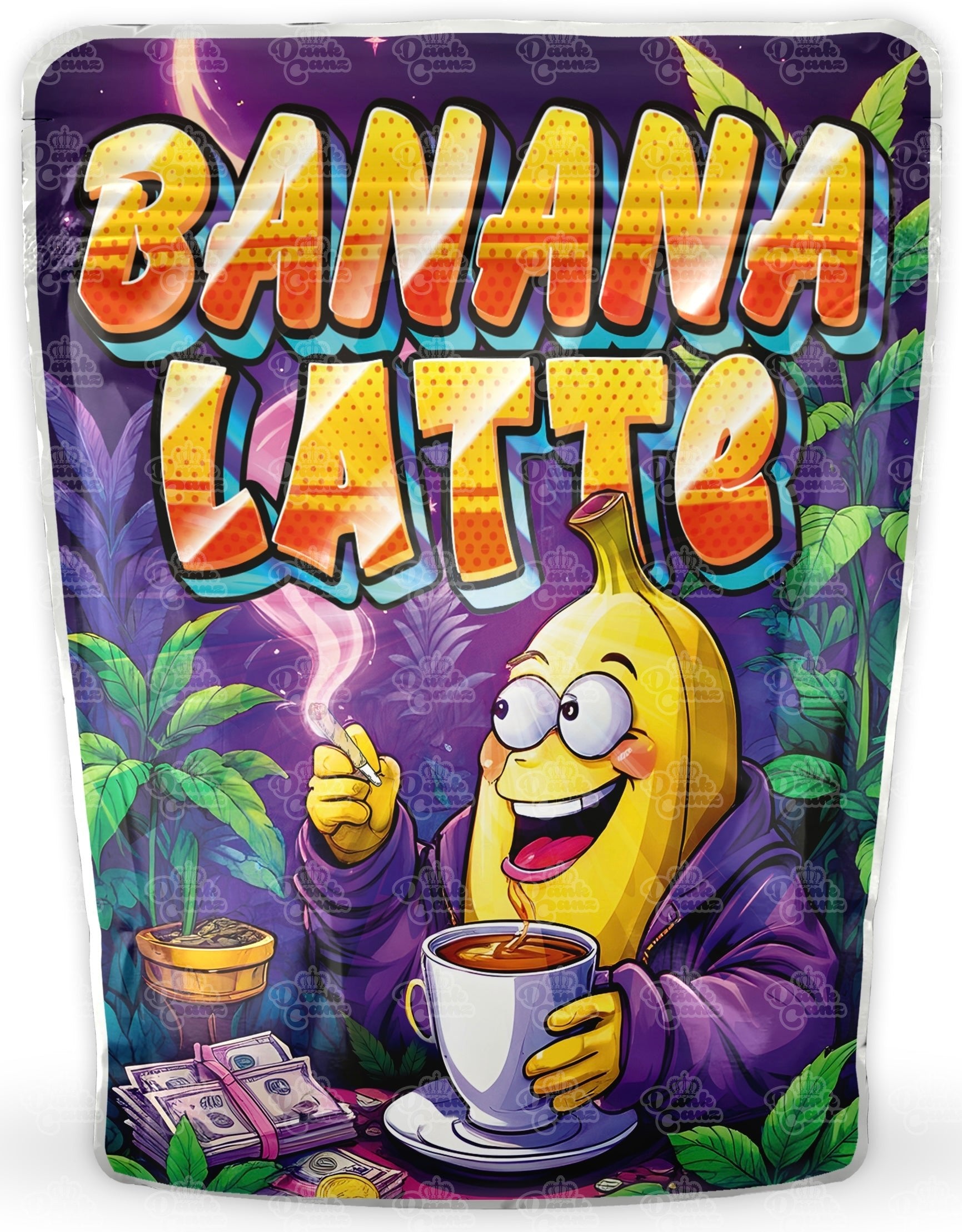 Banana Latte Mylar Bags - DC Packaging Custom Cannabis Packaging
