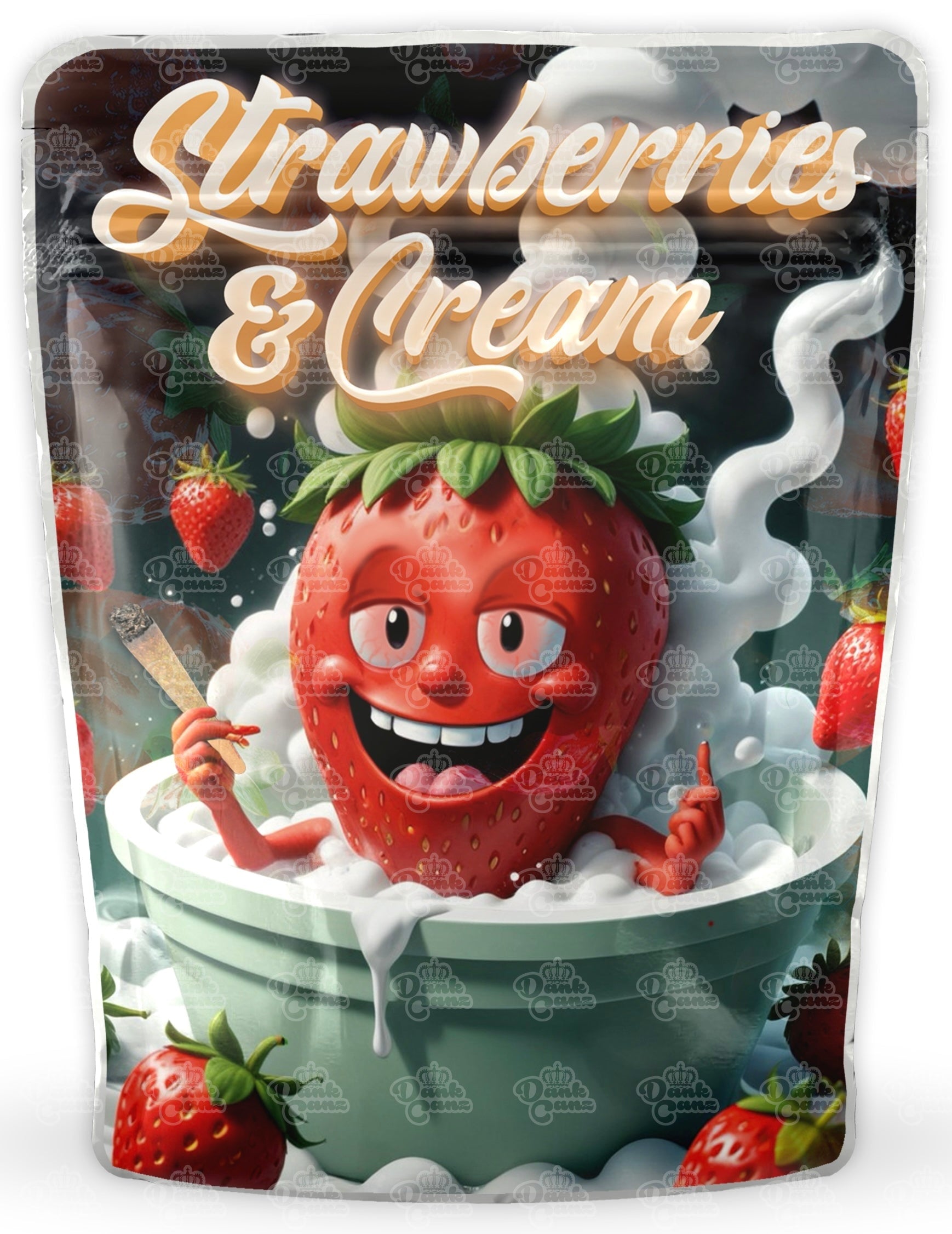 Strawberries & Cream Mylar Bags - DC Packaging Custom Cannabis Packaging