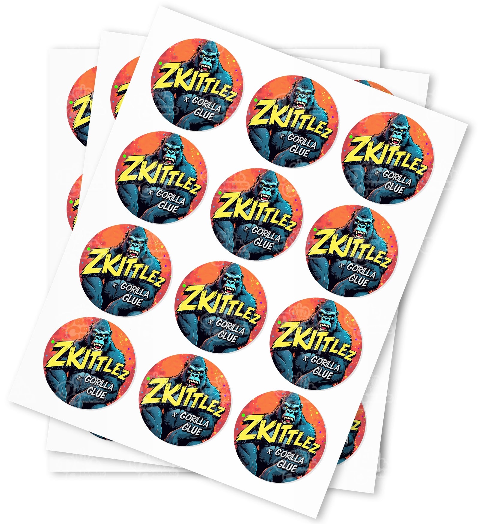Zkittlez x Gorilla Glue Stickers - DC Packaging Custom Cannabis Packaging