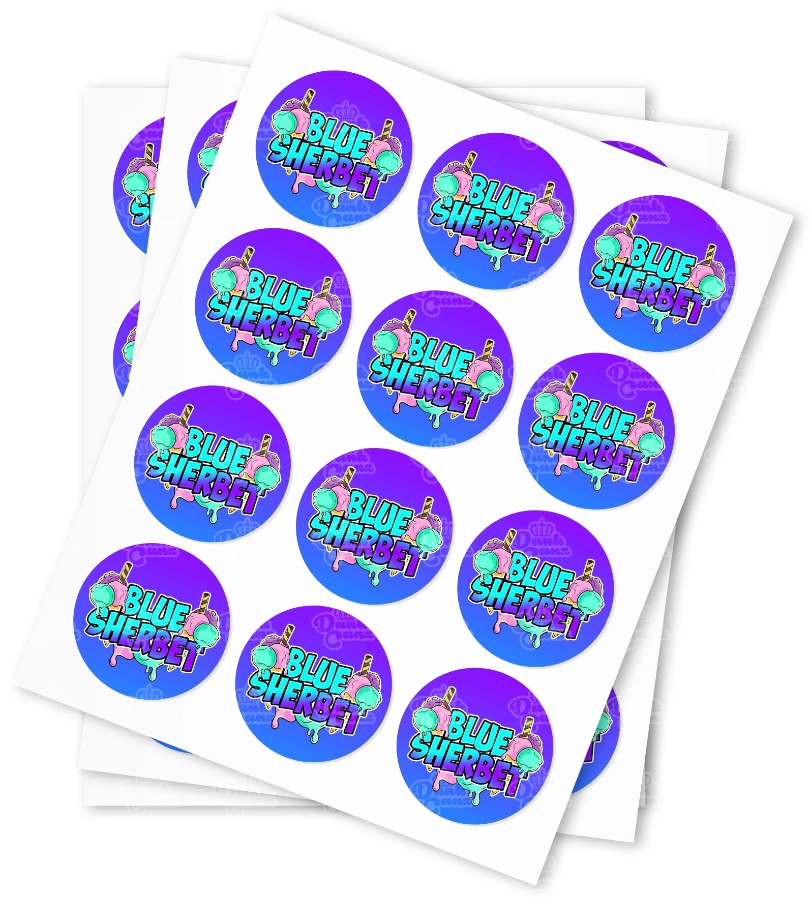 Blue Sherbet Strain Stickers - DC Packaging Custom Cannabis Packaging