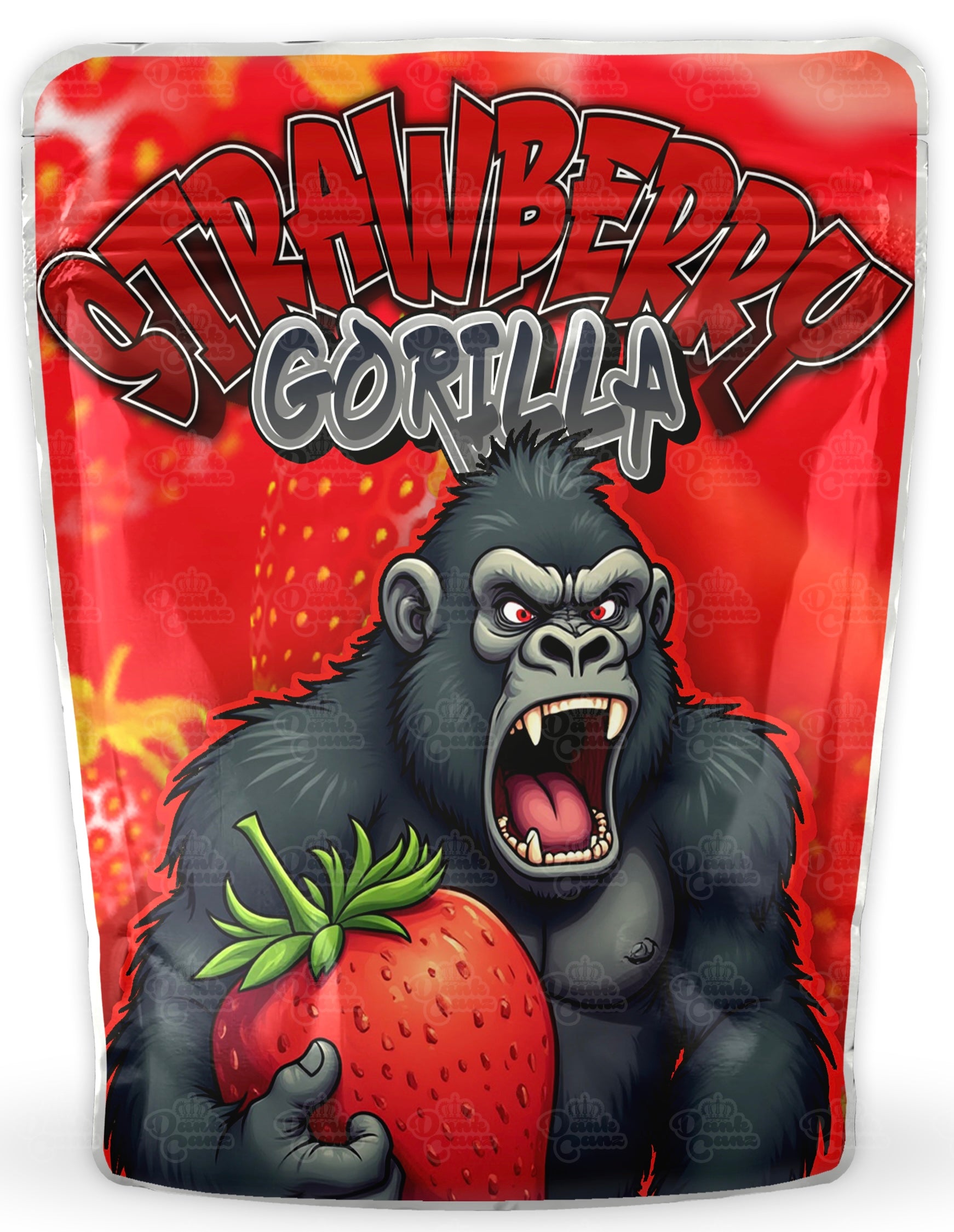 Strawberry Gorilla Mylar Bags - DC Packaging Custom Cannabis Packaging