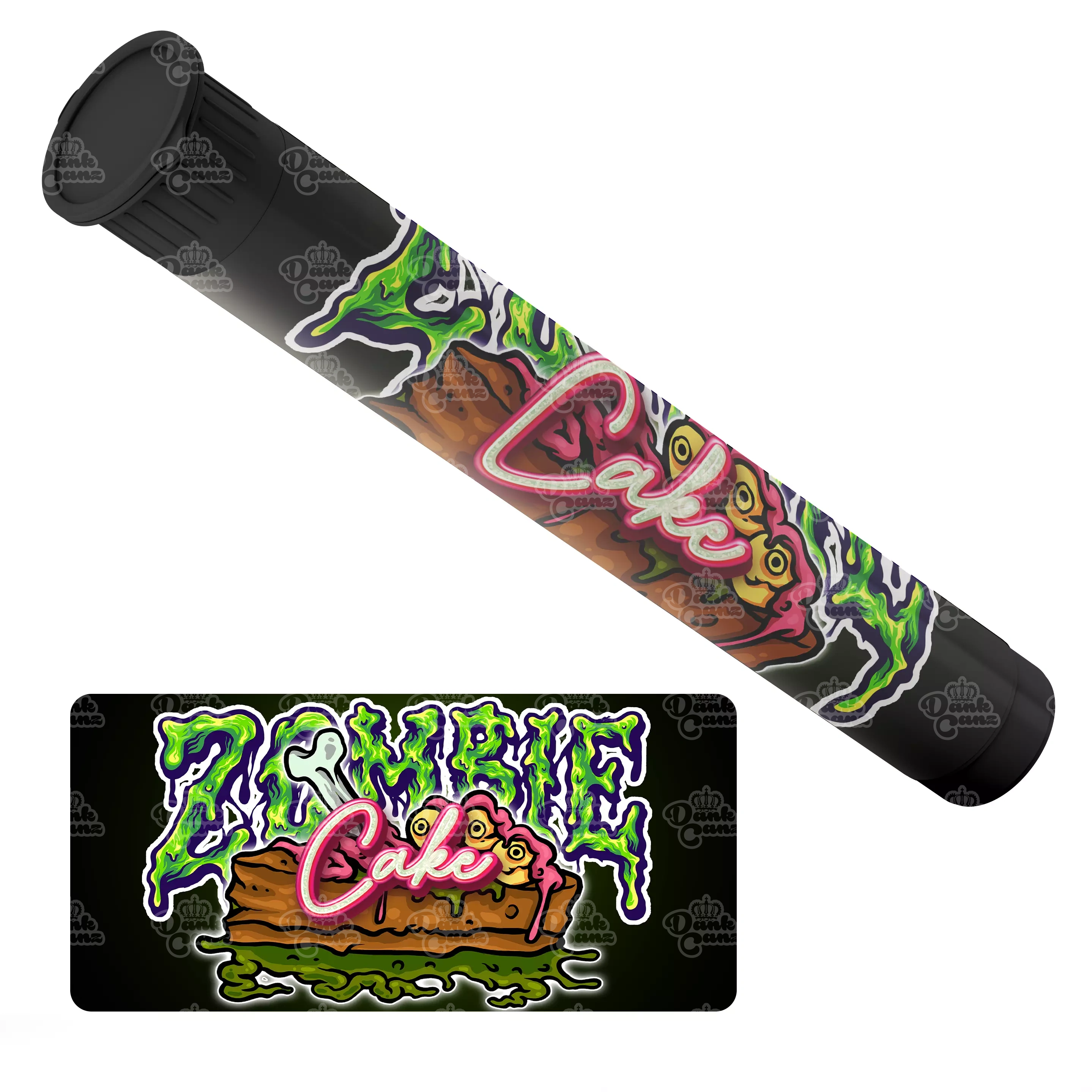 Zombie Cake Pre Roll Tubes - Labelled - DC Packaging Custom Cannabis Packaging